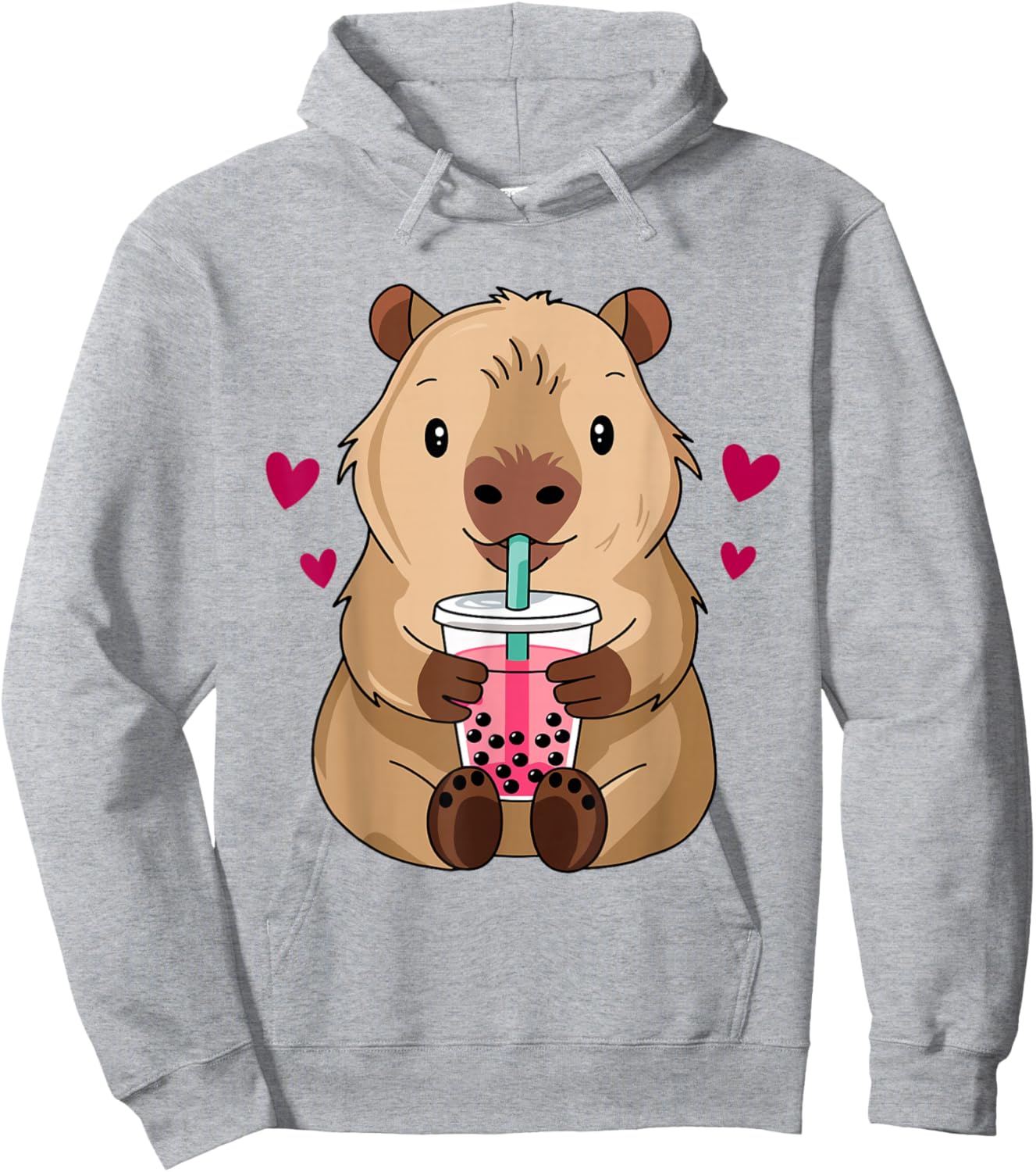 Cute Capybara Kawaii Anime Drinking Bubble Tea Lover Girls Hoodie - Hoodie | Ash