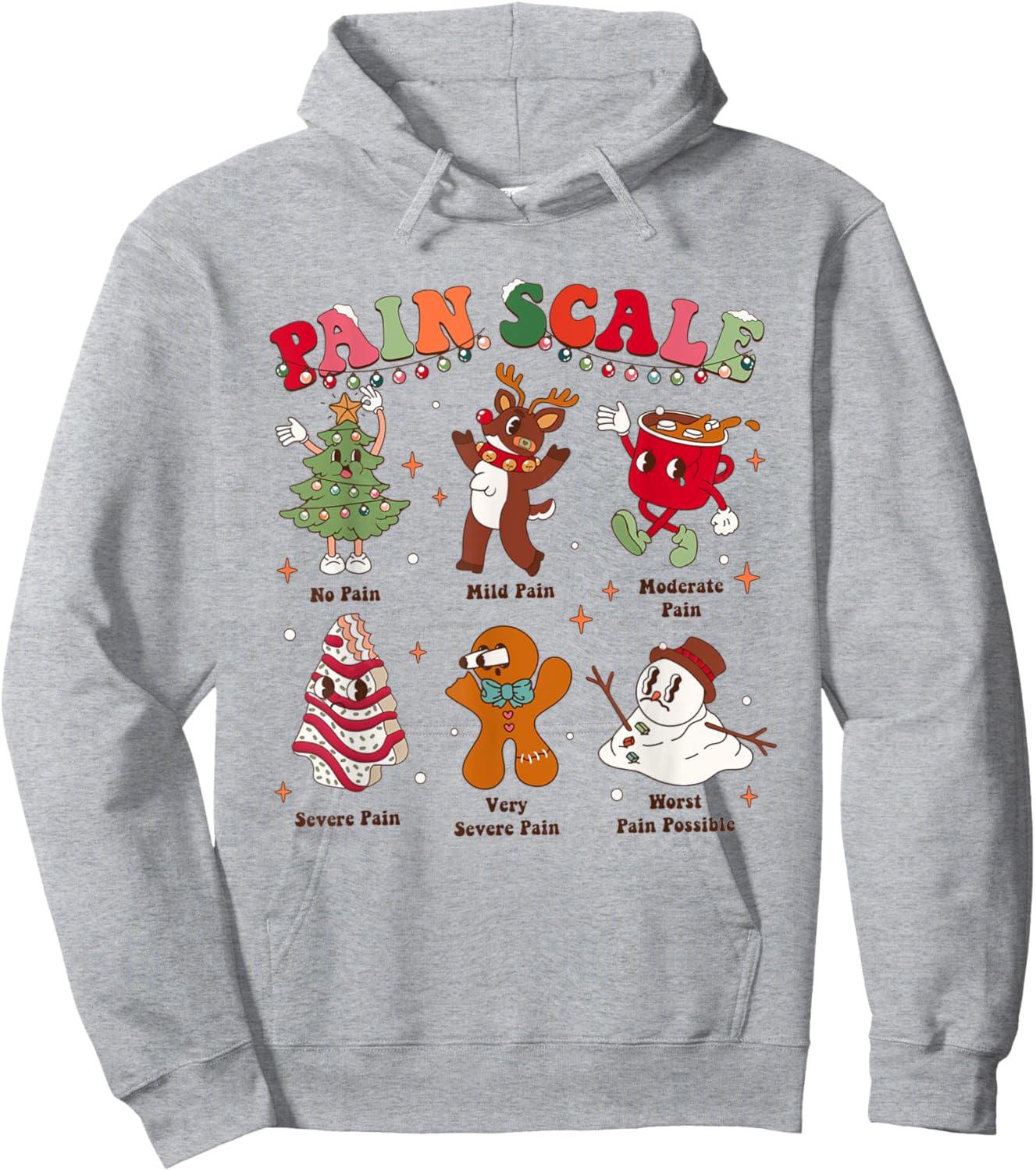 Pain Scale Retro Christmas Nurse Triage and Pain Assessment Hoodie - Hoodie | Ash