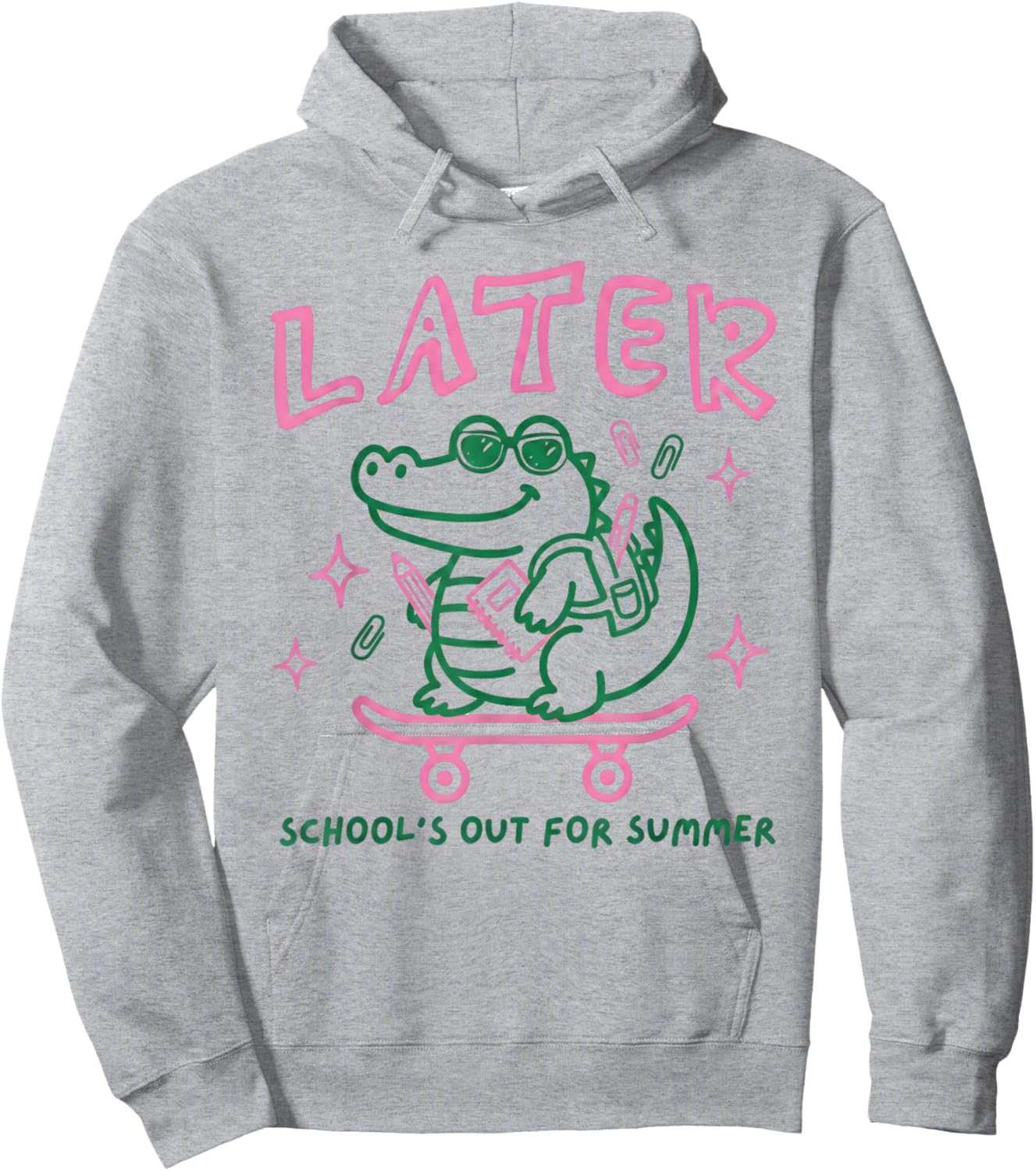 Later School’s Out for Summer Alligator Graphic for Kids Hoodie - Hoodie | Ash