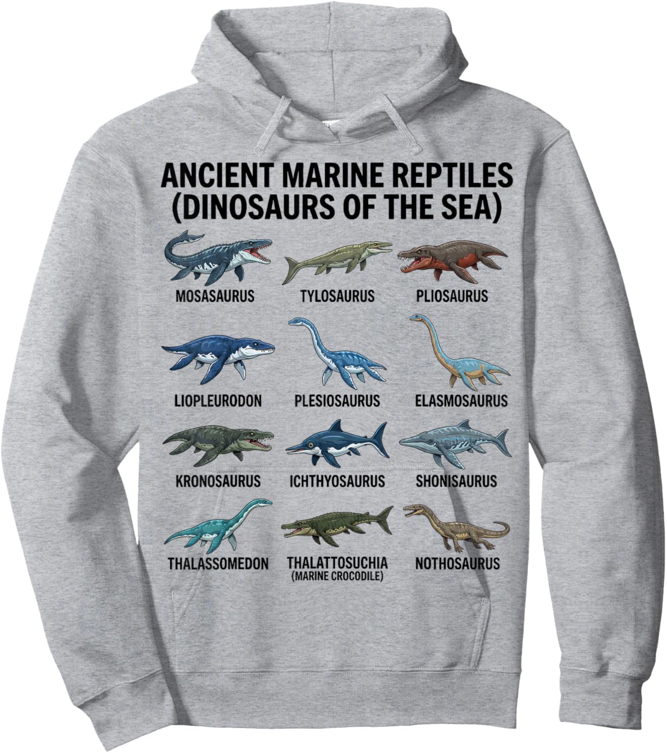 Ancient Marine Reptiles Chart Prehistoric Sea Creatures Hoodie - Hoodie | Ash