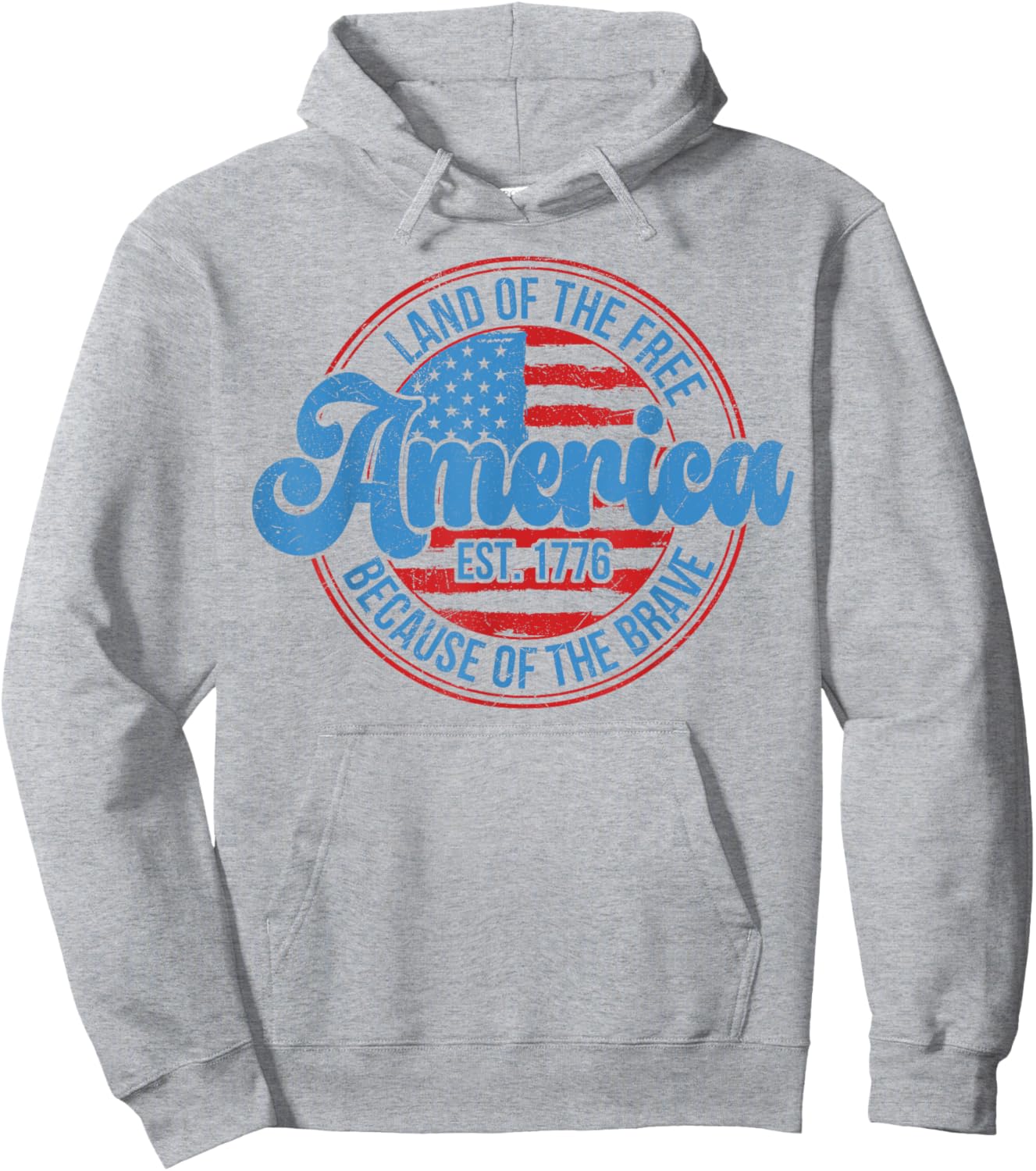 Land of the Free Because of the Brave 4th Of July USA Flag Kids Men Hoodie - Hoodie | Ash