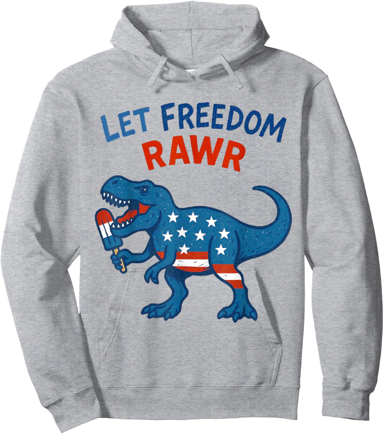 Dinosaur USA Roar TREX American Flag Hoodie - Hoodie | Ash
