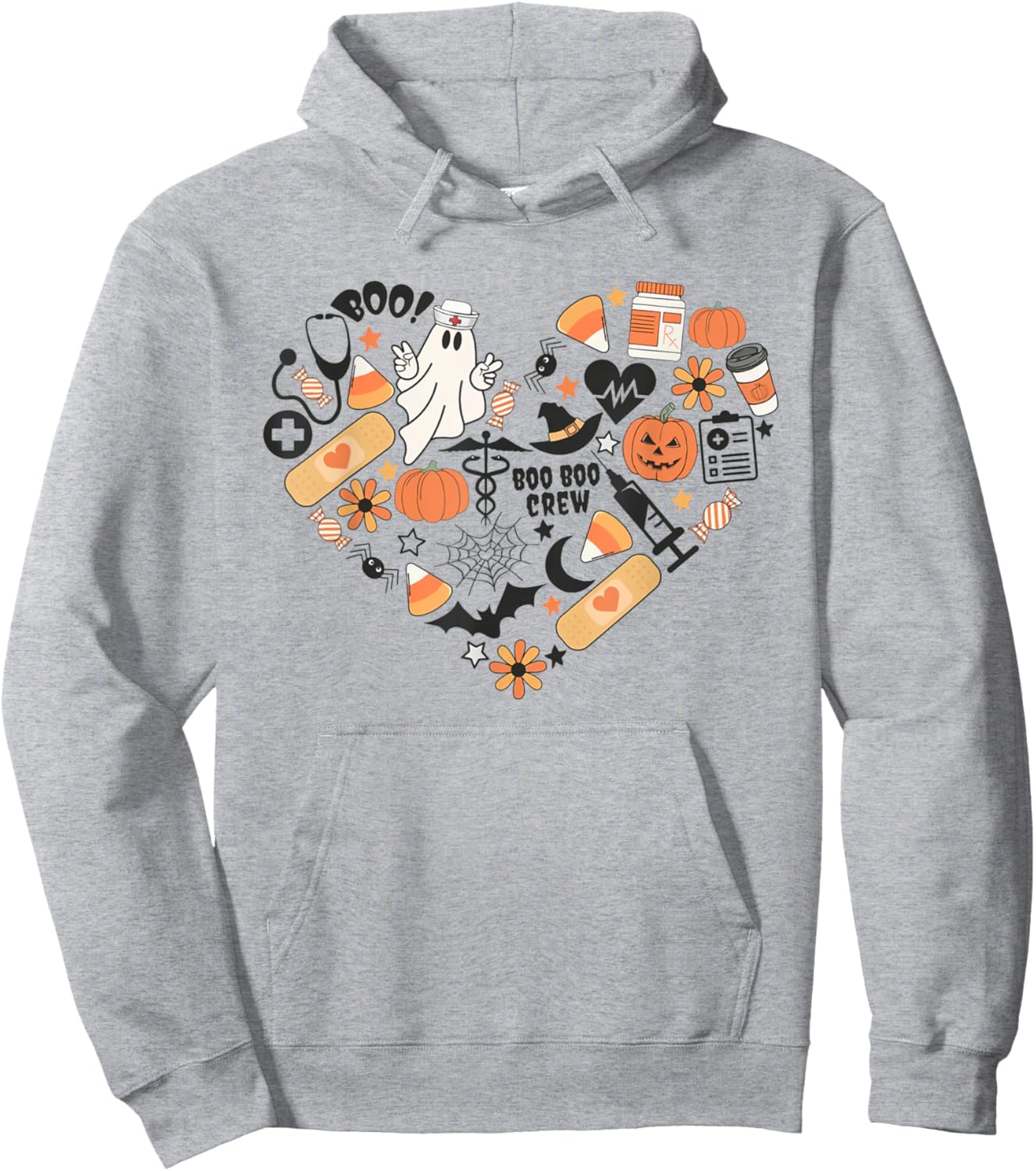 Pediatrics Halloween Boo Boo Crew Fall Pediatric Nurse Ghost Hoodie - Hoodie | Ash