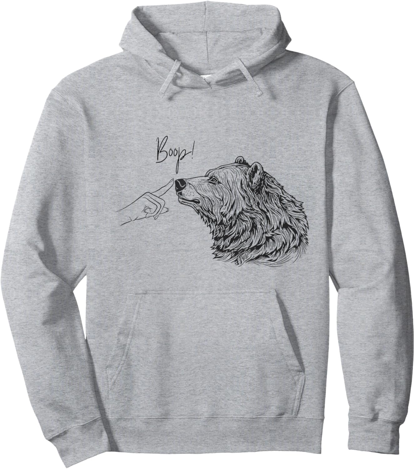 Boop Bear Funny Cute Nose Boop Forest Animal Hoodie - Hoodie | Ash