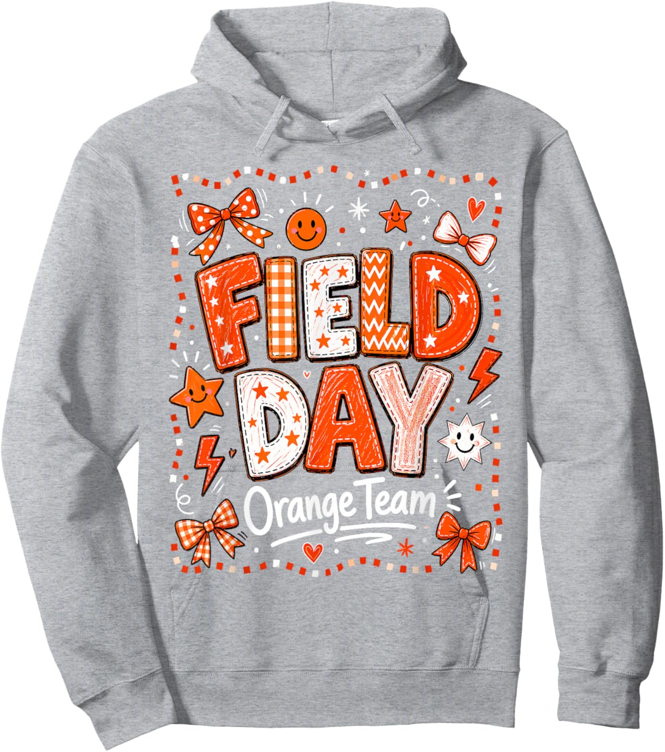 Field Day Orange Team Funny for Kids Teacher Field Day Games Hoodie - Hoodie | Ash
