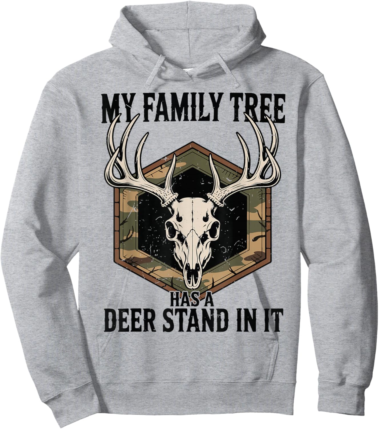 Camo Deer Hunting My Family Tree Has Deer Stand in It Youth Hoodie - Hoodie | Ash