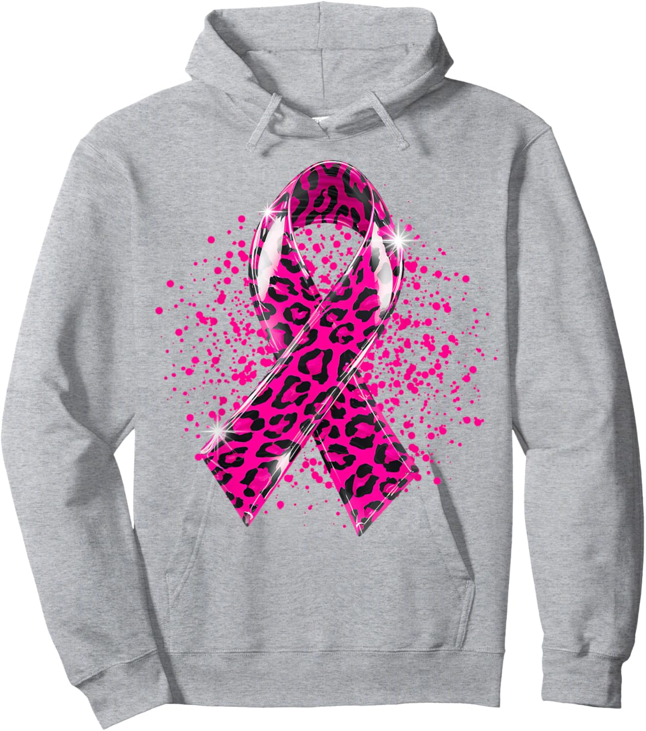 Breast Cancer Awareness Month Pink Ribbon Leopard Support Hoodie - Hoodie | Ash