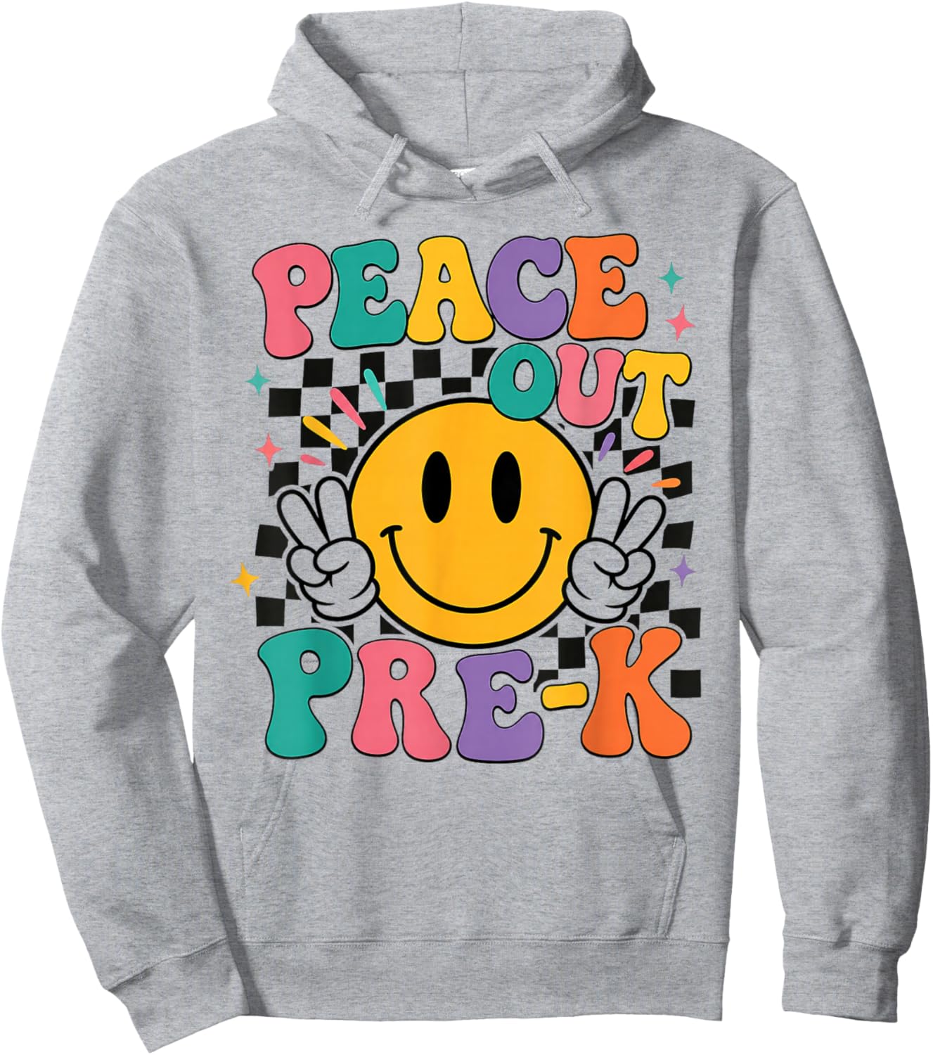 Peace Out Pre-K Retro Smile Teacher Kids Last Day of School Hoodie - Hoodie | Ash