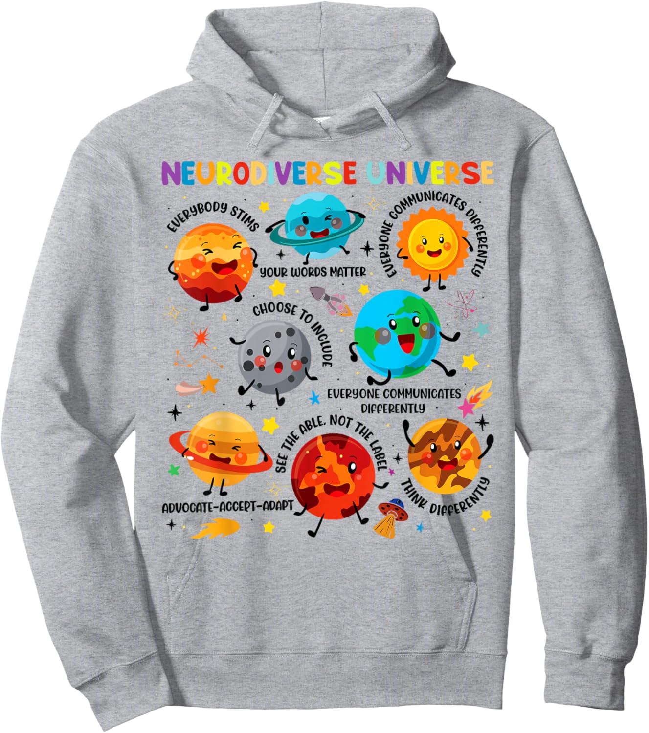 Neurodiverse Universe Space Planet Special Education Teacher Hoodie - Hoodie | Ash