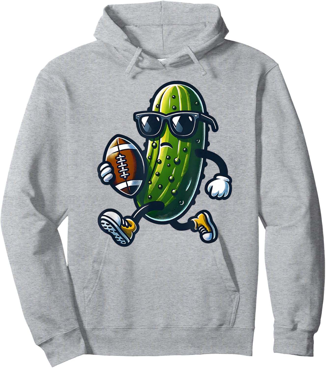 Pickle Playing Football Funny Sports and Humor Trendy Retro Hoodie - Hoodie | Ash
