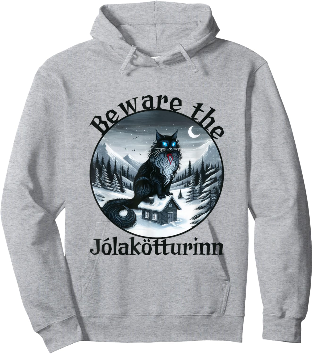 Beware The Jolakotturinn Yule Cat Icelandic Christmas Norse Men Women Kids Hoodie - Hoodie | Ash
