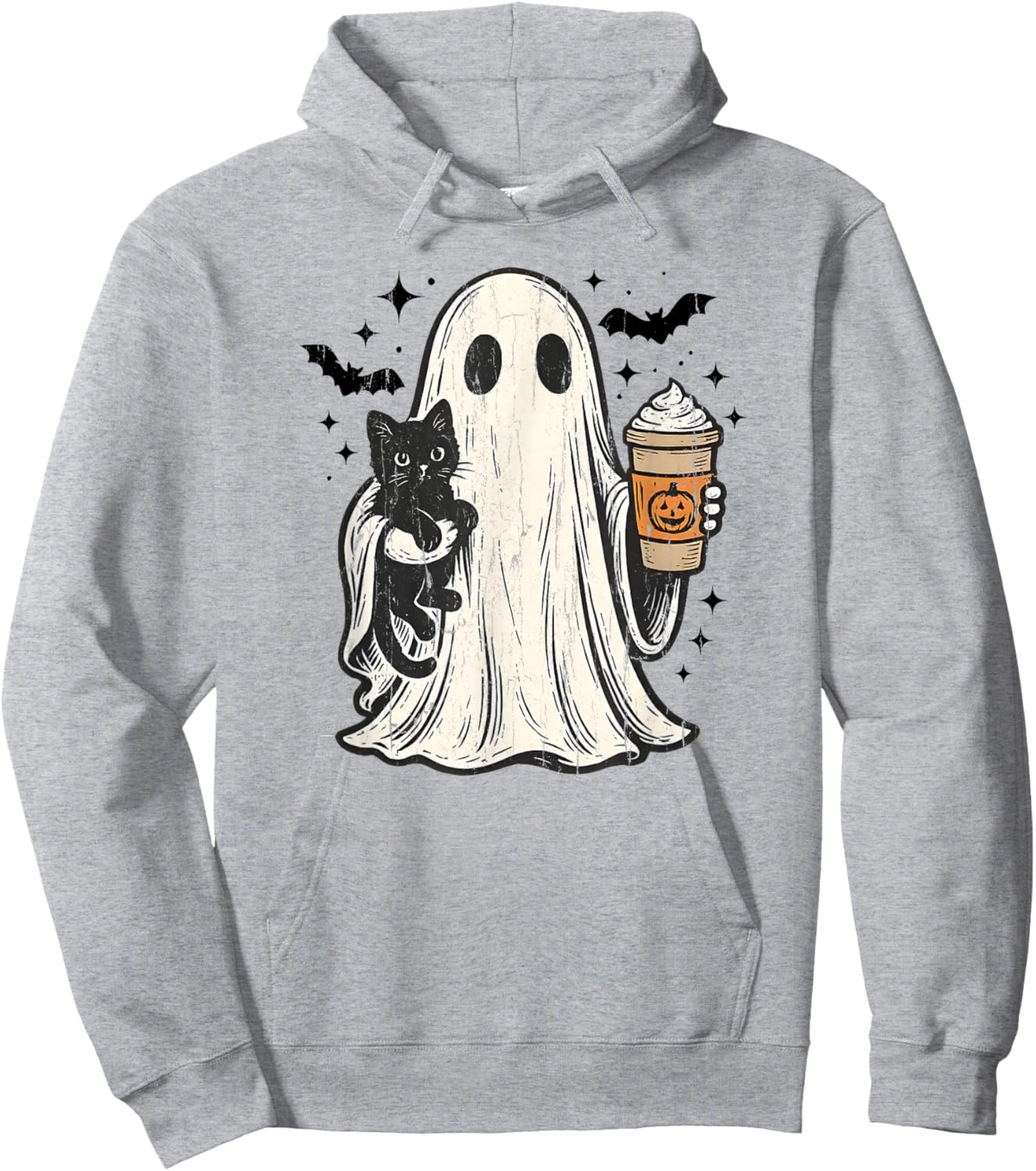 Cute Ghost and Cat, Pumpkin Spice Ghost Hoodie - Hoodie | Ash