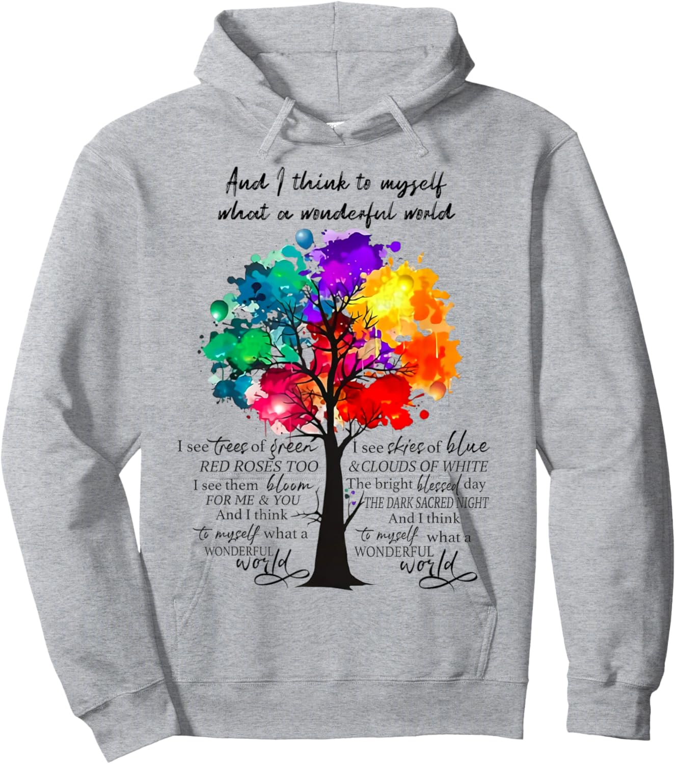 What a Wonderful World Positive Thinking Tree Hoodie - Hoodie | Ash