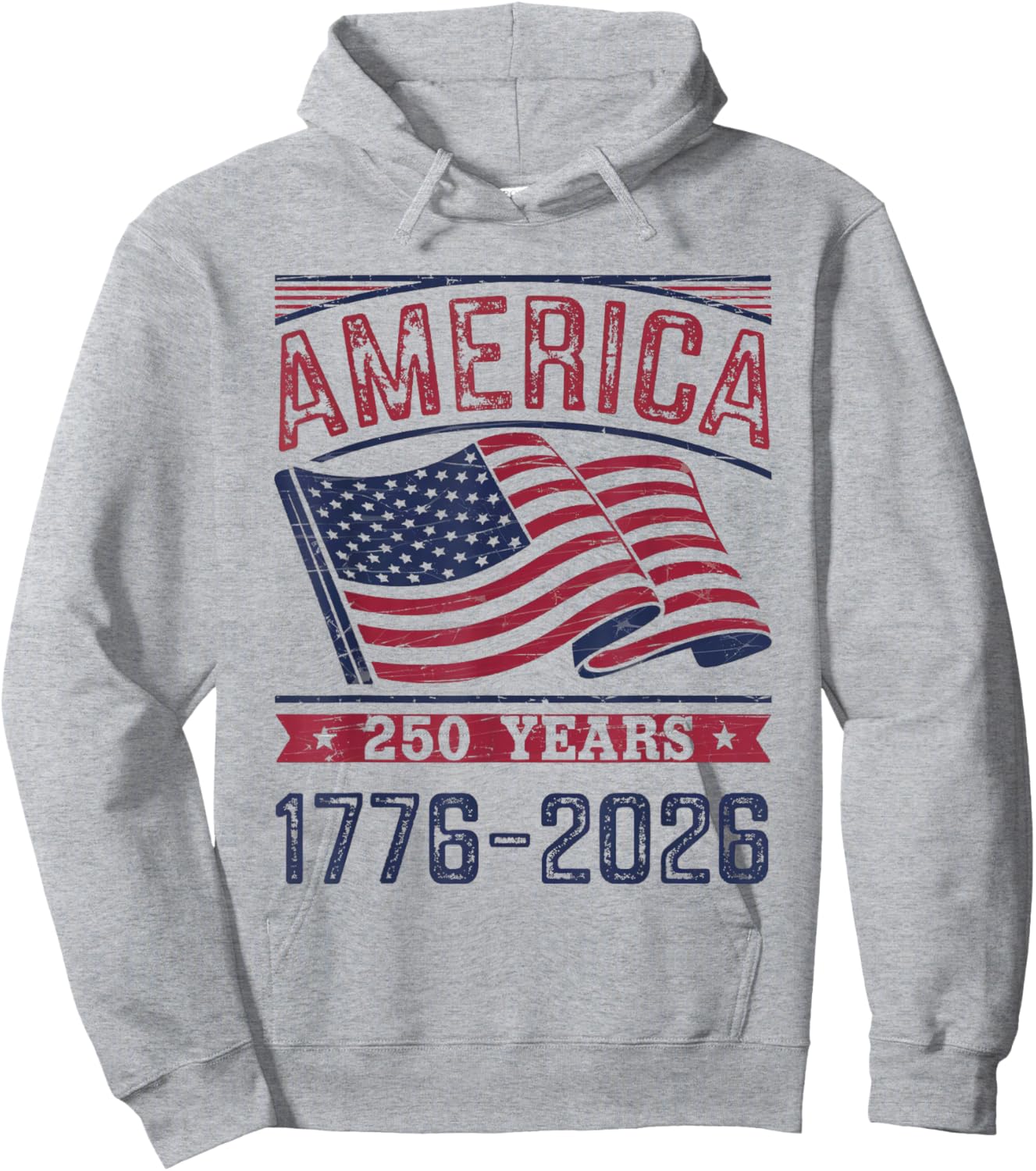 America 250 Years 4th of July 250th Anniversary USA Flag Hoodie - Hoodie | Ash