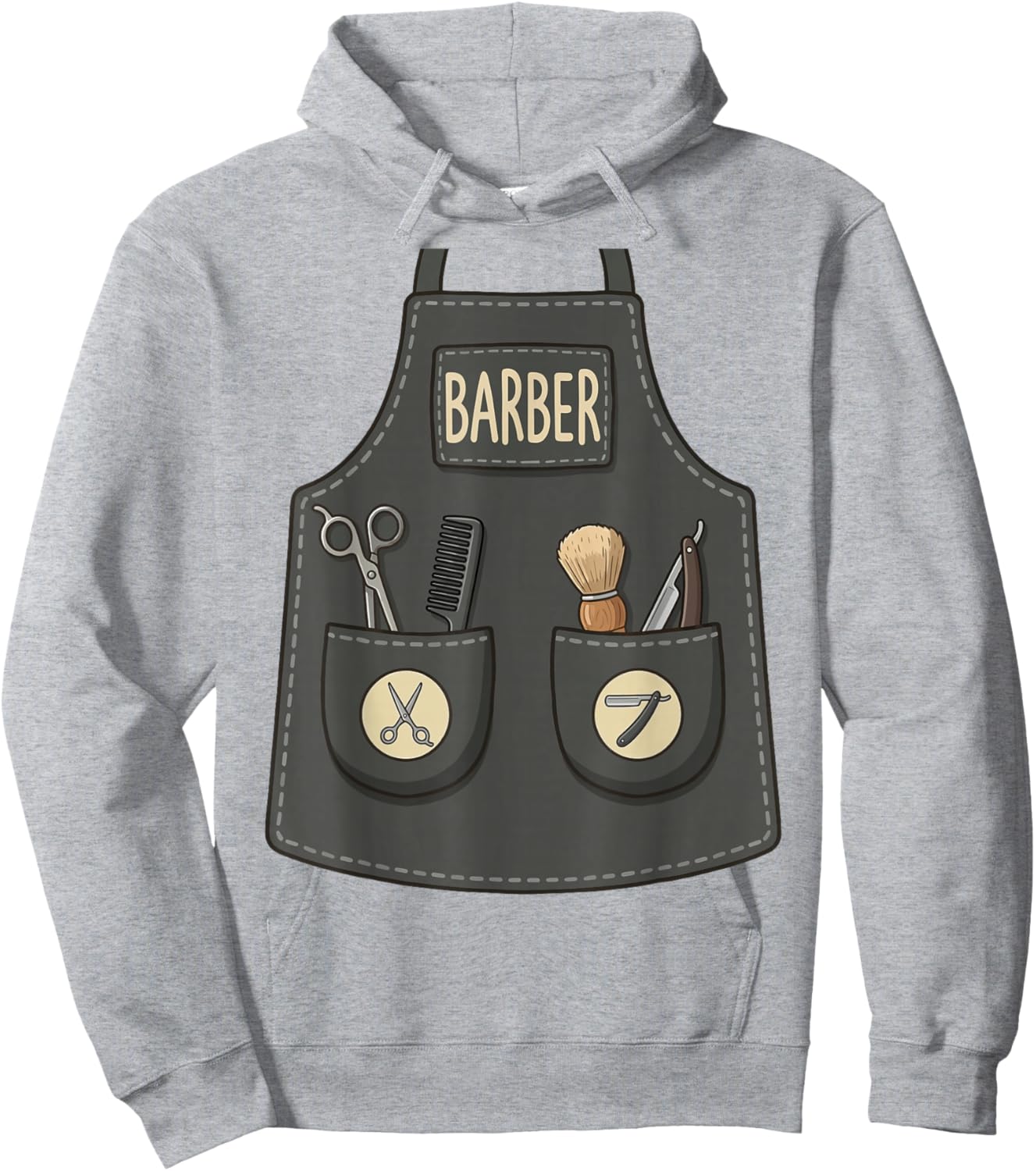 Barber Hair Stylist Funny Cool Apron Barbershop Costume Hoodie - Hoodie | Ash