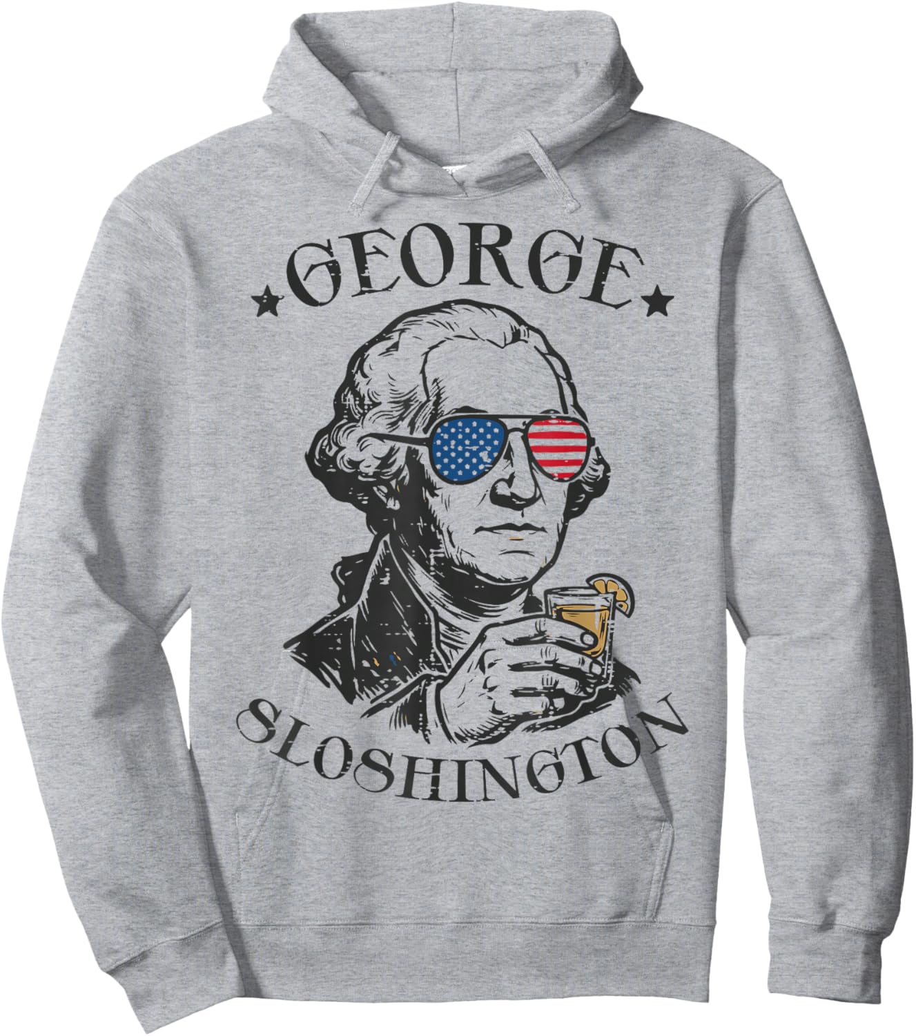 4th of July George Sloshington Funny Washington Men Women Hoodie - Hoodie | Ash