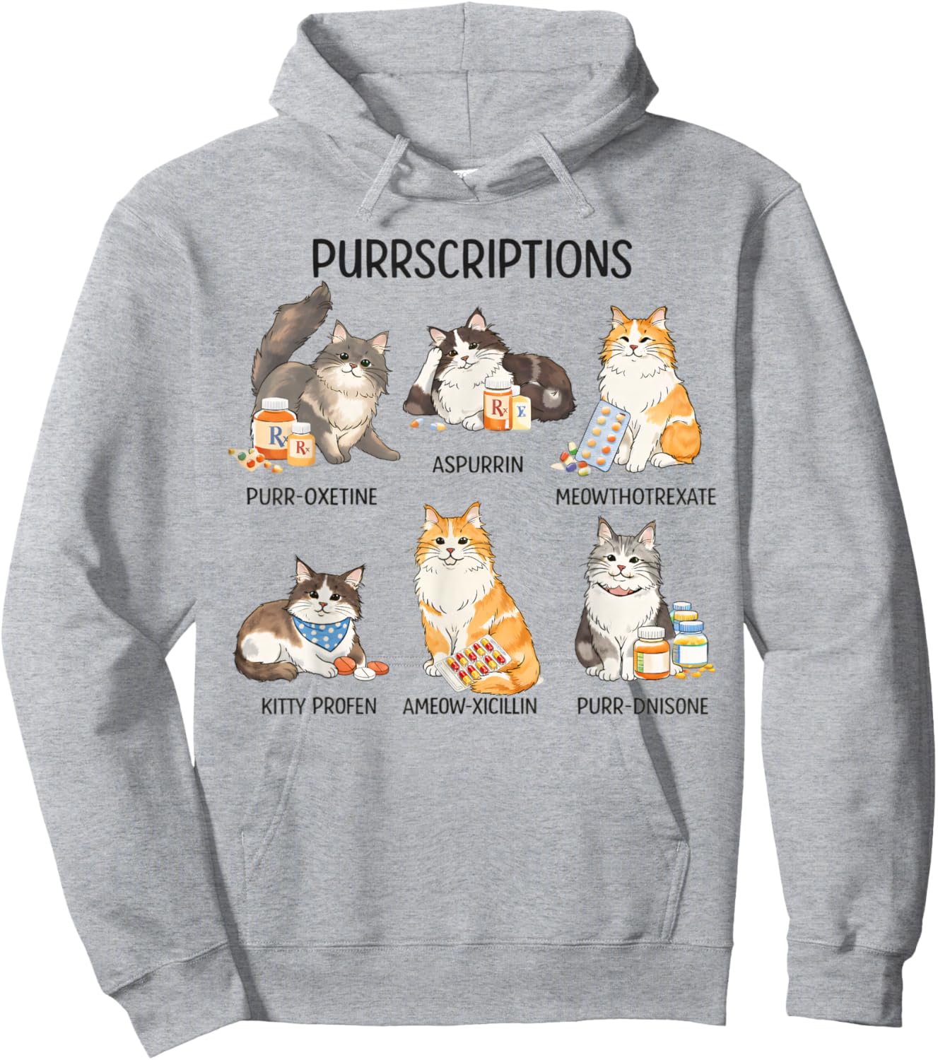 Pharm Tech Pharmacy Cat Lover Prescription Purrscriptions Hoodie - Hoodie | Ash