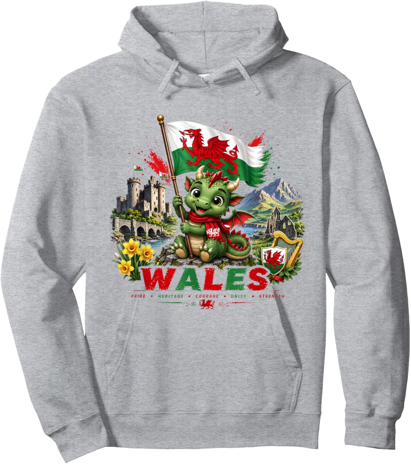 Wales for Kids, Welsh map, Wales Flag Shirt for Girls Hoodie - Hoodie | Ash