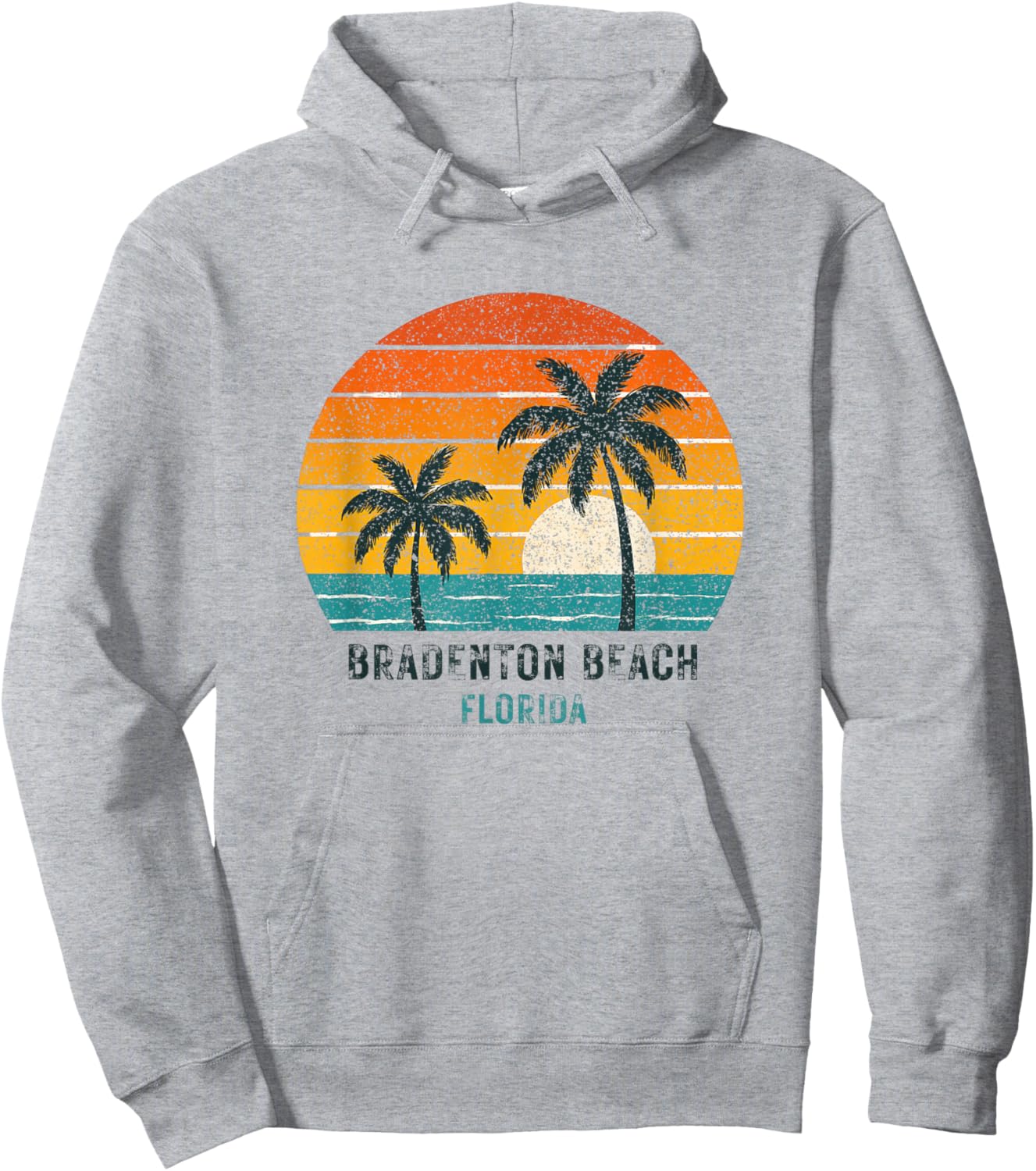 Bradenton Beach Florida Retro Vintage Souvenir Sun Vacation Hoodie - Hoodie | Ash