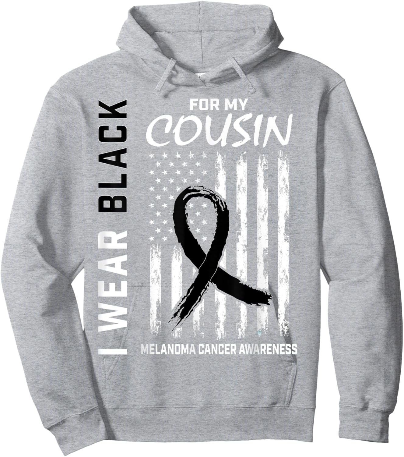 Skin Cancer Cousin Melanoma Cancer Awareness Flag Products Hoodie - Hoodie | Ash