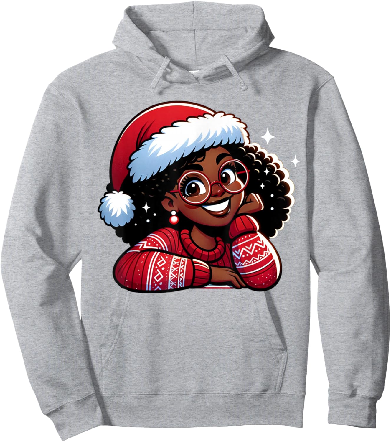 African American Merry Christmas African Black Women Girls Hoodie - Hoodie | Ash