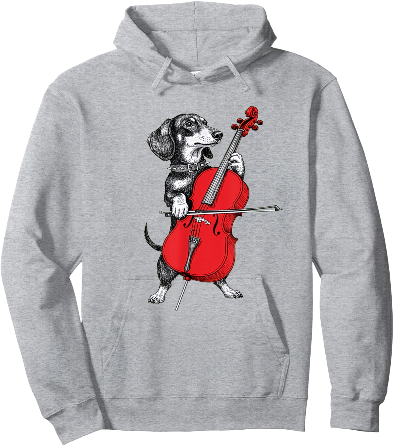 Dachshund Weenie Playing Cello Musician Player Hoodie - Hoodie | Ash