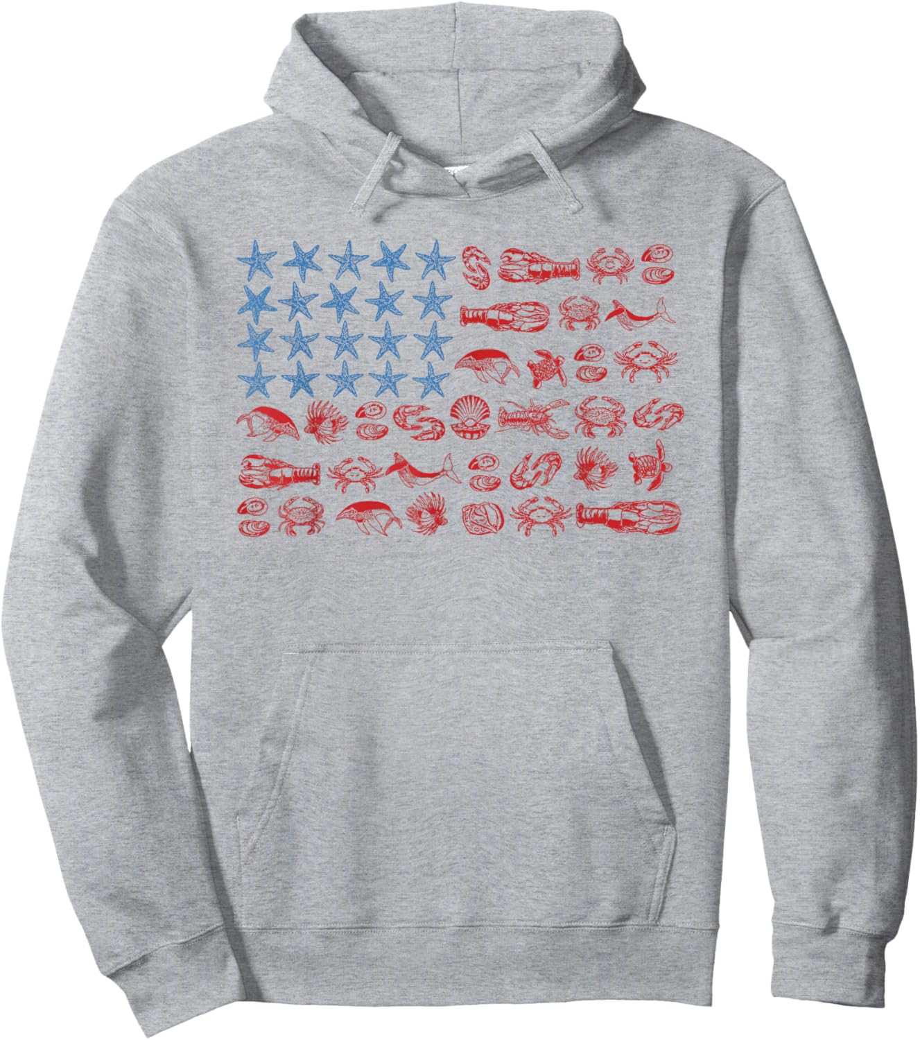 Seashell USA Flag 4th of July Women Kids Summer Hoodie - Hoodie | Ash