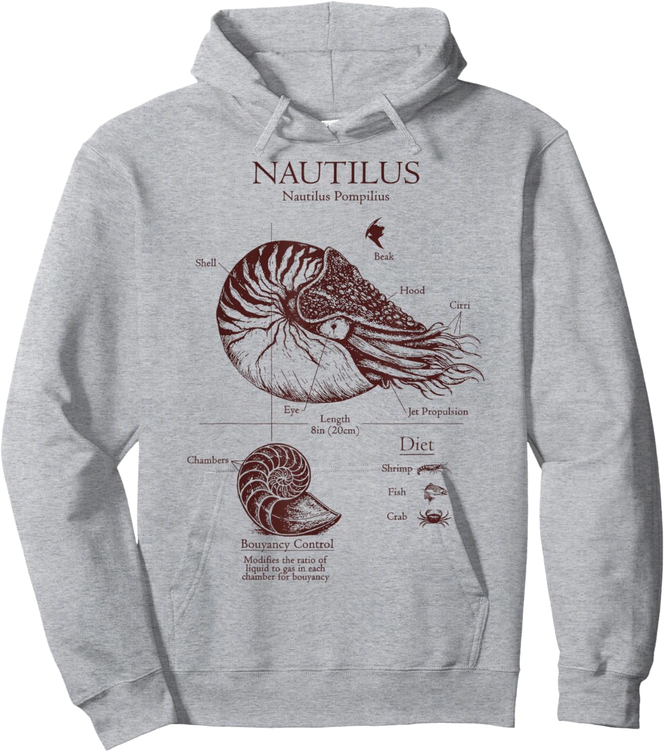 Nautilus Anatomy Nautilus Lover Biology Sea Ocean Animal Hoodie - Hoodie | Ash