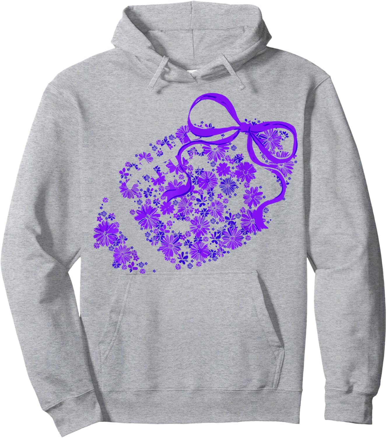 Floral Football Game Day Girly Coquette Team Spirit Purple Hoodie - Hoodie | Ash