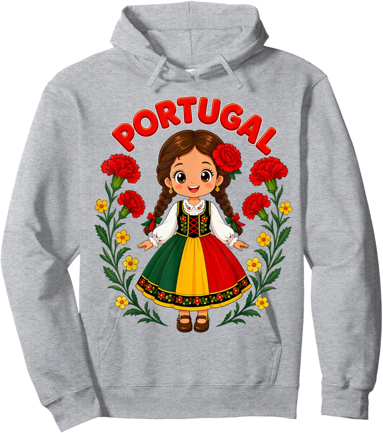 Portugal Girl in Traditional Folk Dress Hoodie - Hoodie | Ash