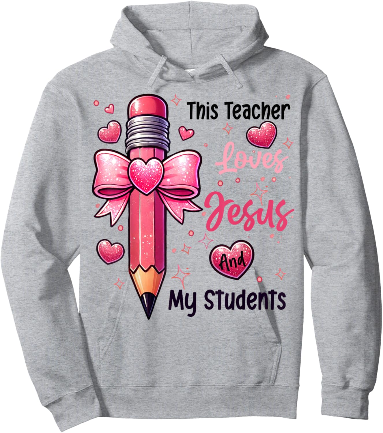 Christian Valentine This Teacher Loves Jesus And My Students Hoodie - Hoodie | Ash