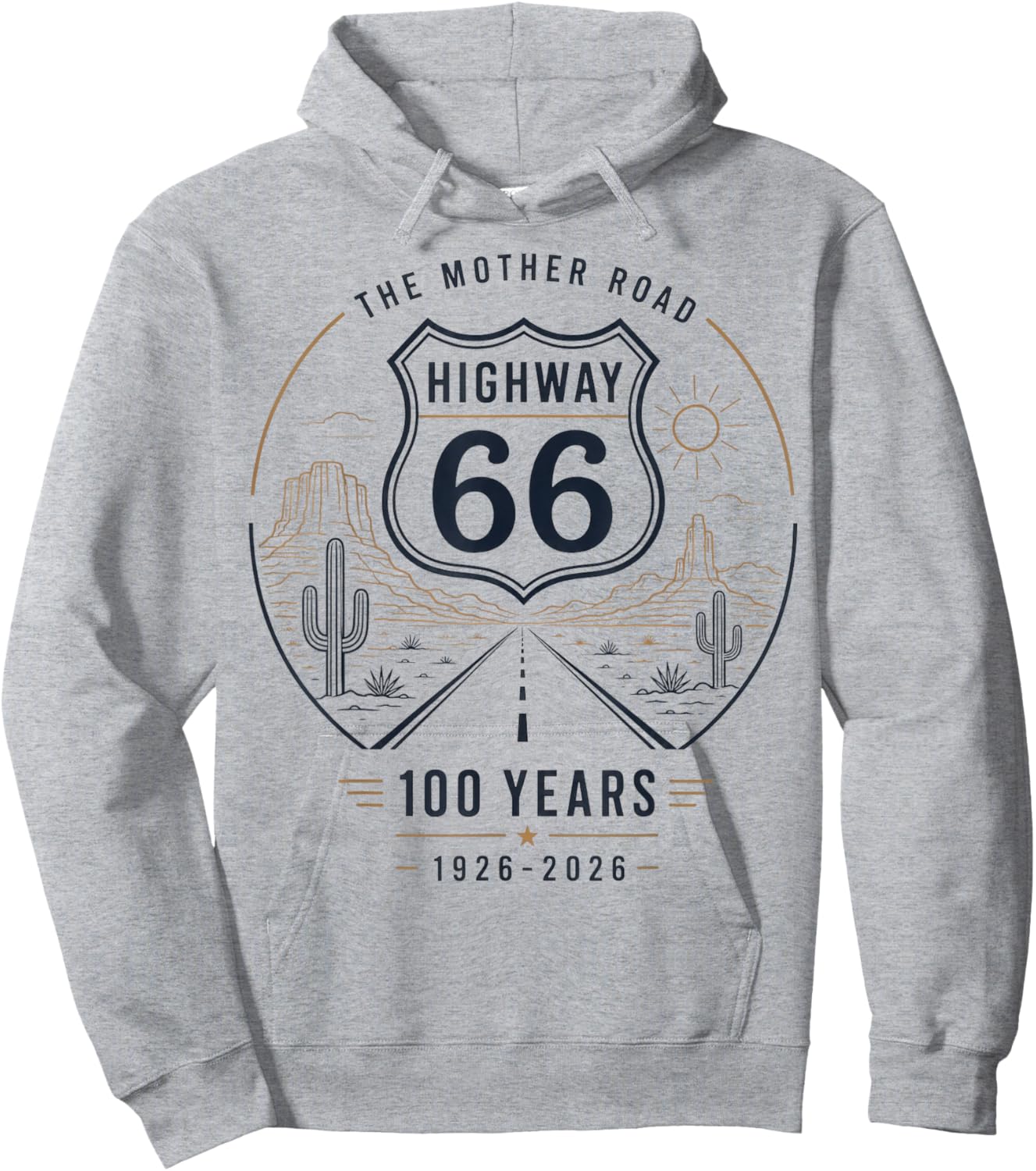 Vintage Highway 66 100 Year Centennial Anniversary Souvenir Hoodie - Hoodie | Ash