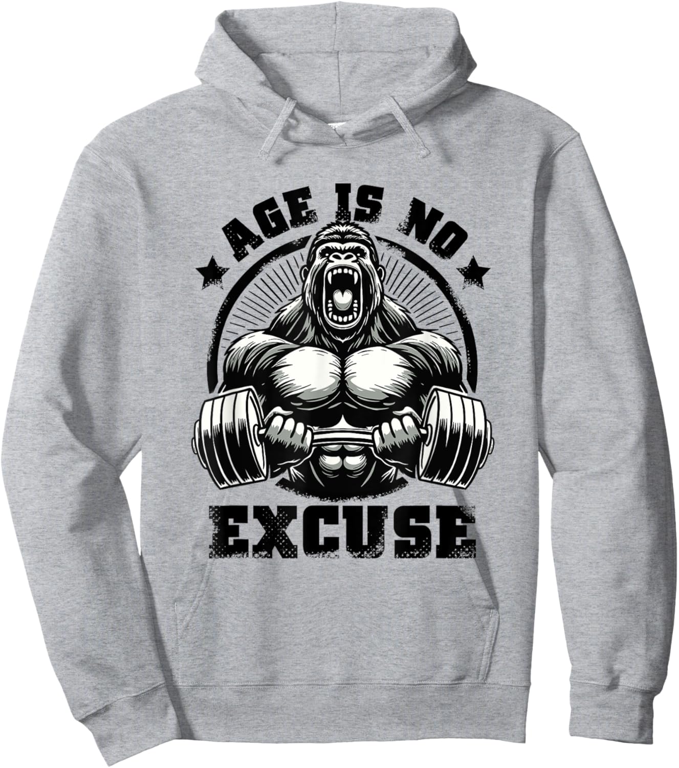 Age Is No Excuse Gorilla Weightlift Gym Quotes Gym Fitness Hoodie - Hoodie | Ash