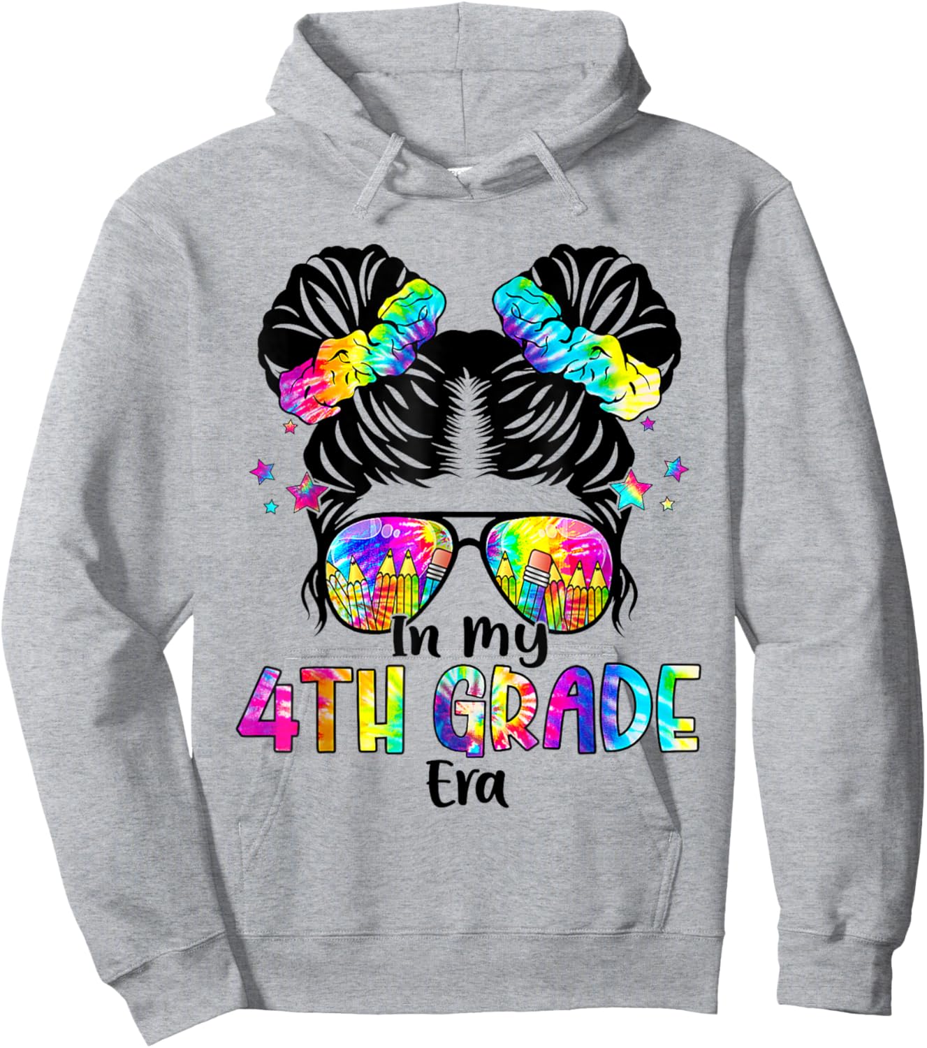 In My 4th Grade Era Messy Bun Fourth Grade Back To School Hoodie - Hoodie | Ash