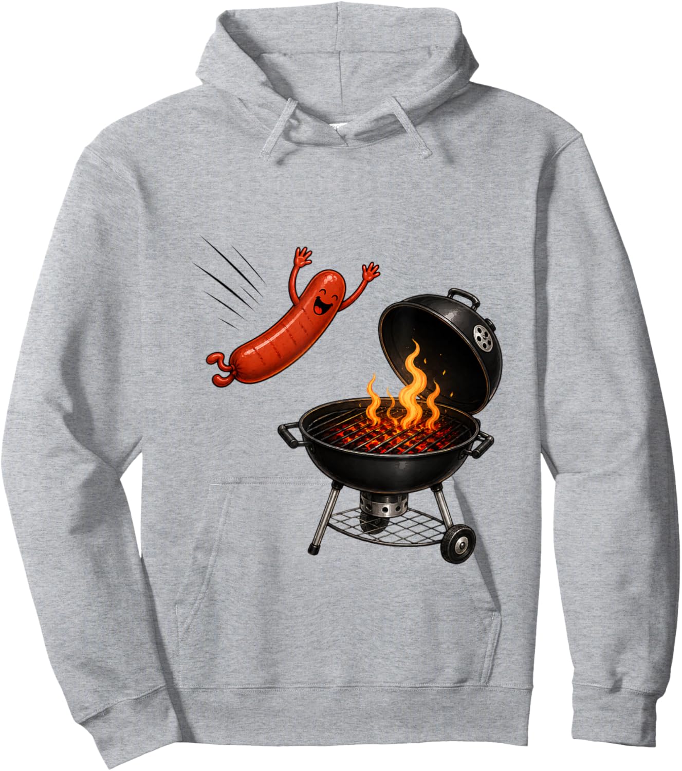 Hotdog Dive Funny Flying Hotdog BBQ Grilling Cartoon Humor Hoodie - Hoodie | Ash