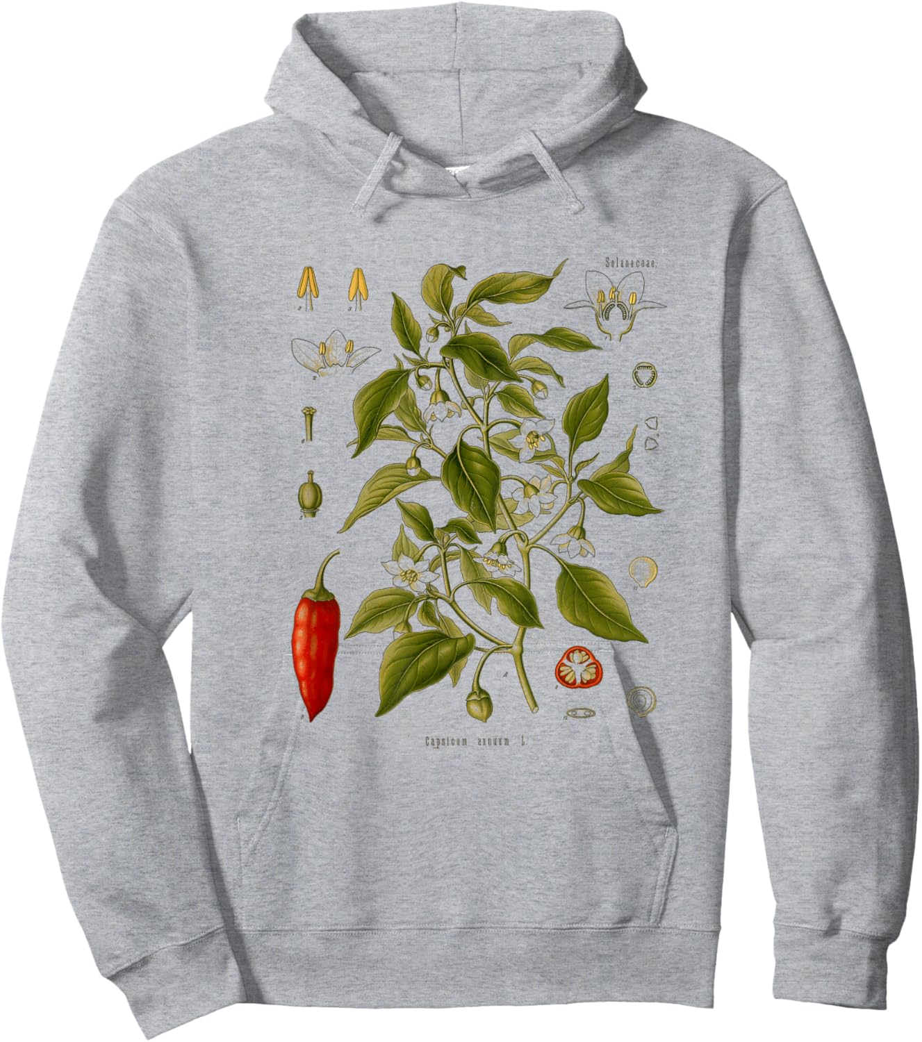 Vintage Botanical chili red peppers Garden Botany Hoodie - Hoodie | Ash