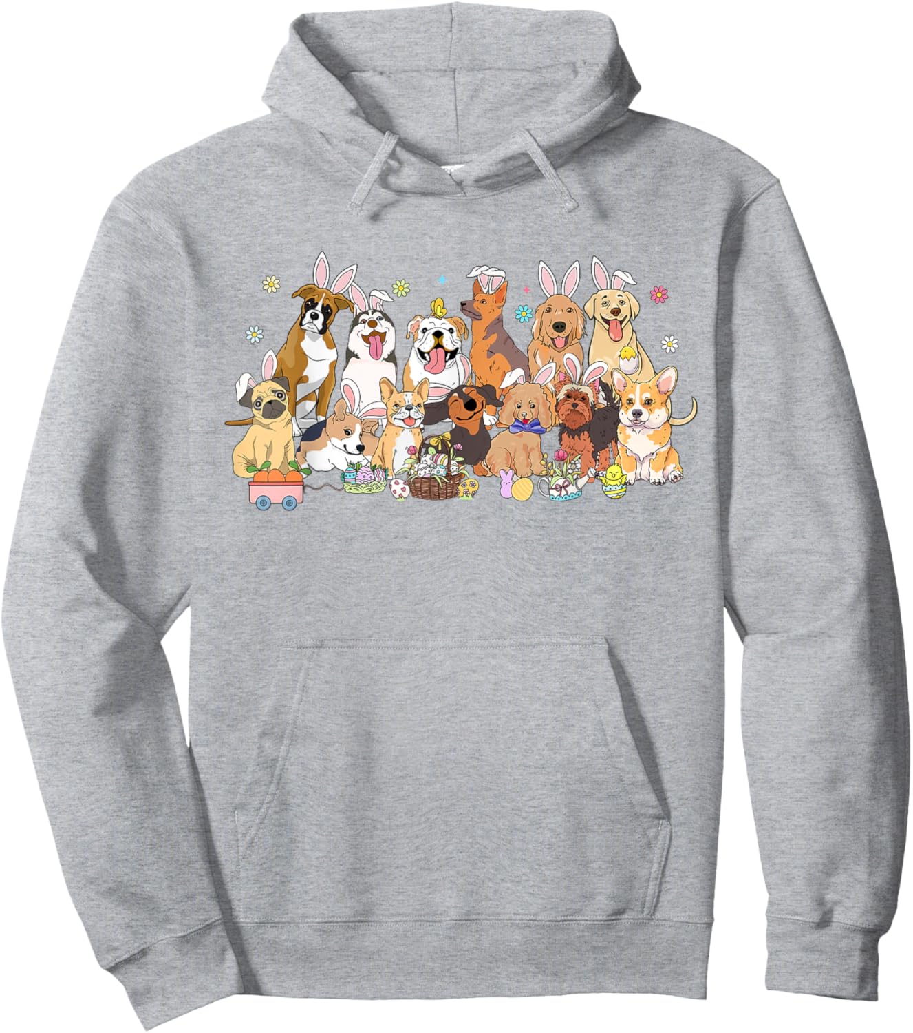 Women Easter Bunny Dog Egg Hunters Dog Lover Dog Mom Hoodie - Hoodie | Ash