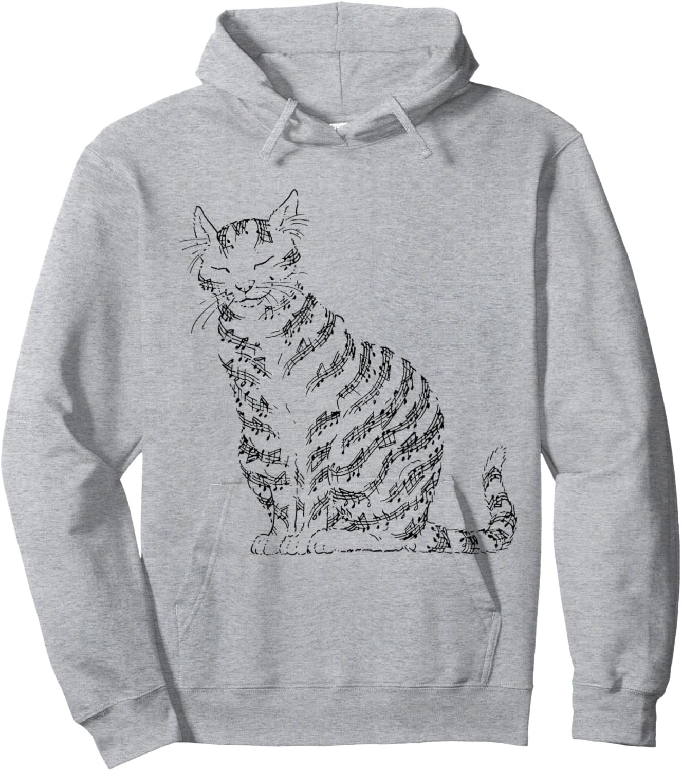 Cute Cat Kitty Playing Music Note Clef Musician Art Hoodie - Hoodie | Ash