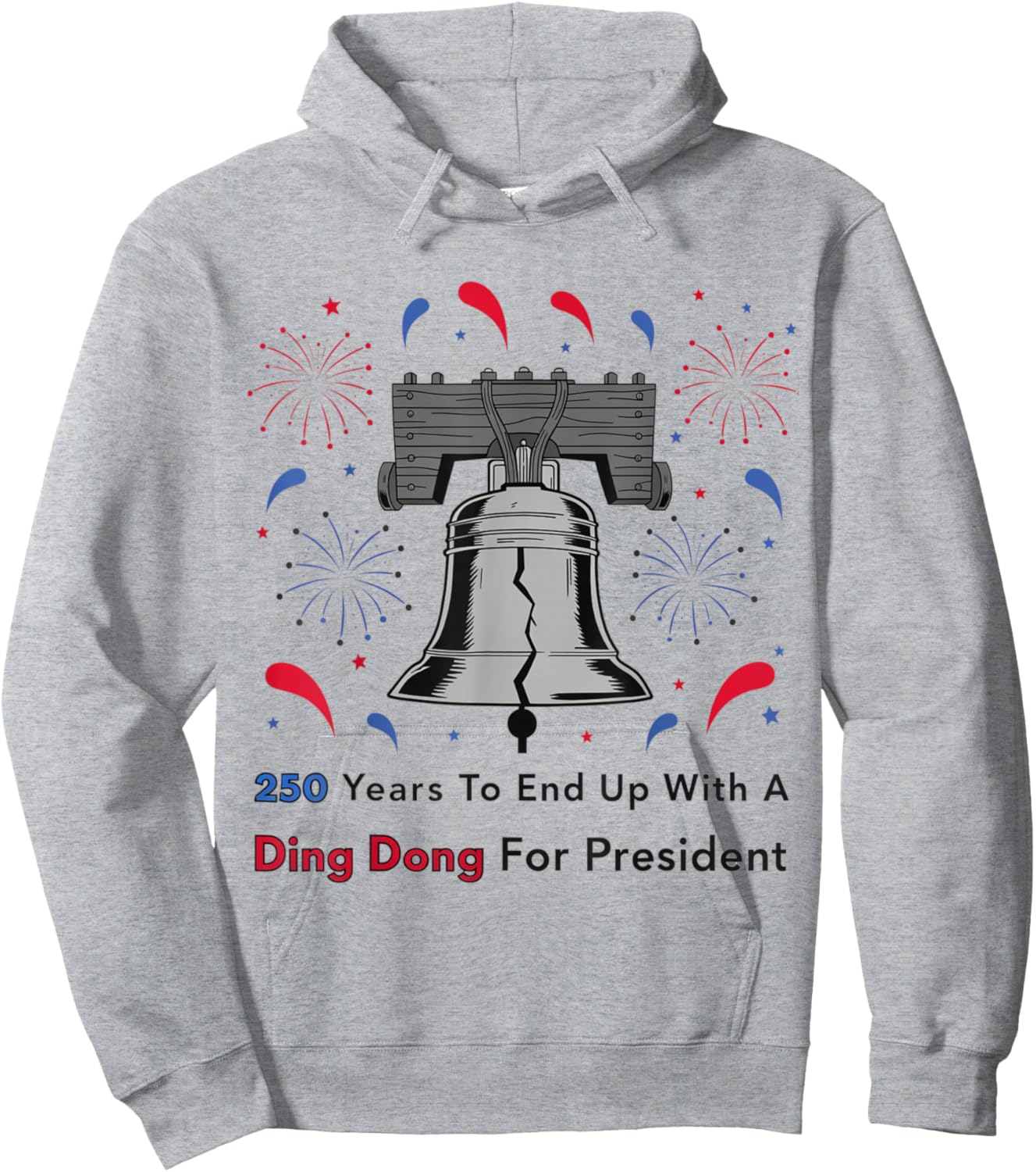 Funny Patriotic Liberty Bell Political Humor Design Hoodie - Hoodie | Ash