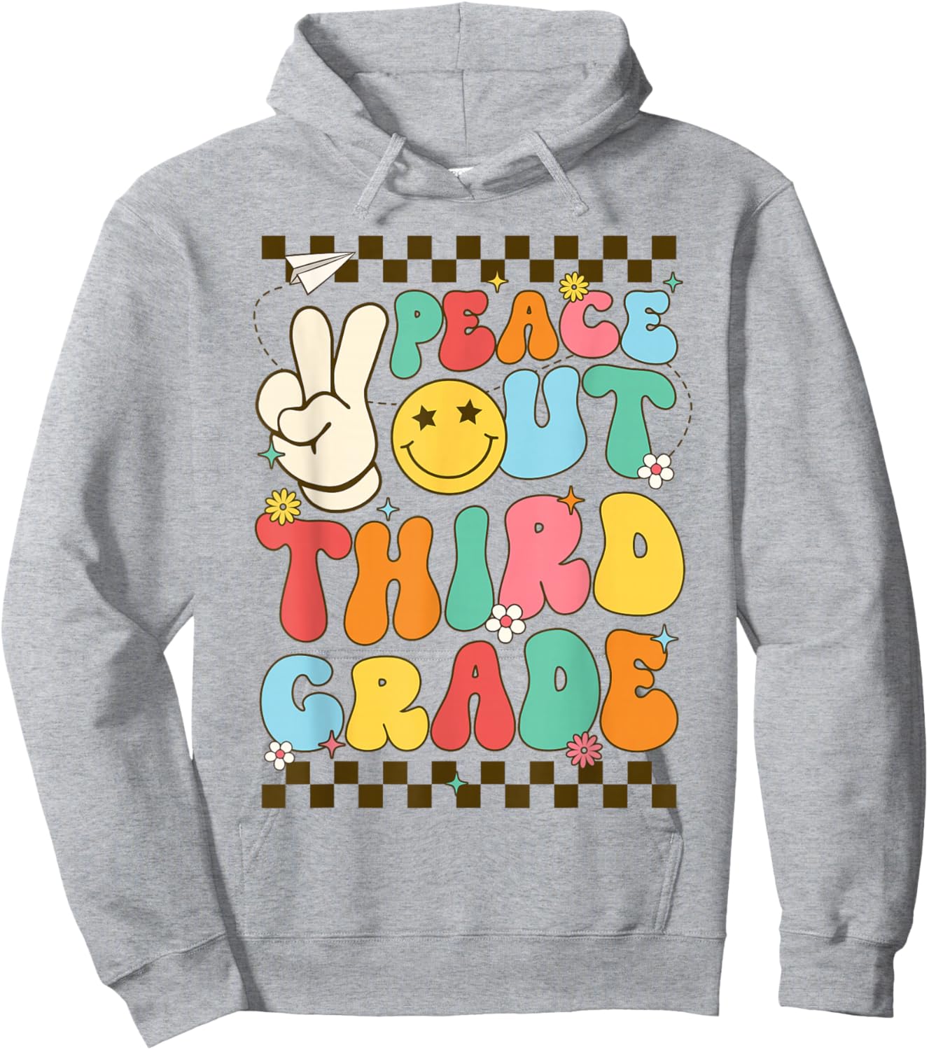Last Day of Third Grade Peace Out Third Grade Graduation Hoodie - Hoodie | Ash