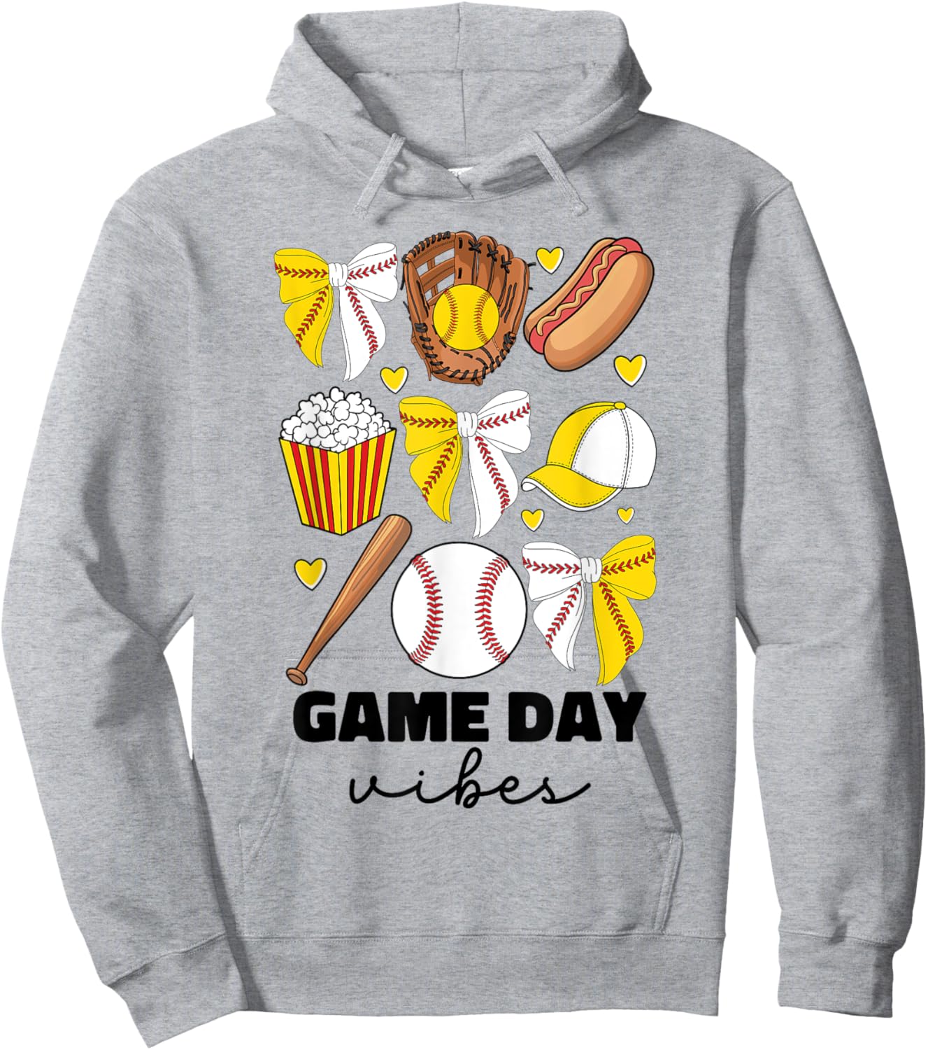 Baseball And Softball Mom Game Day Vibes Coquette Bow Women Hoodie - Hoodie | Ash