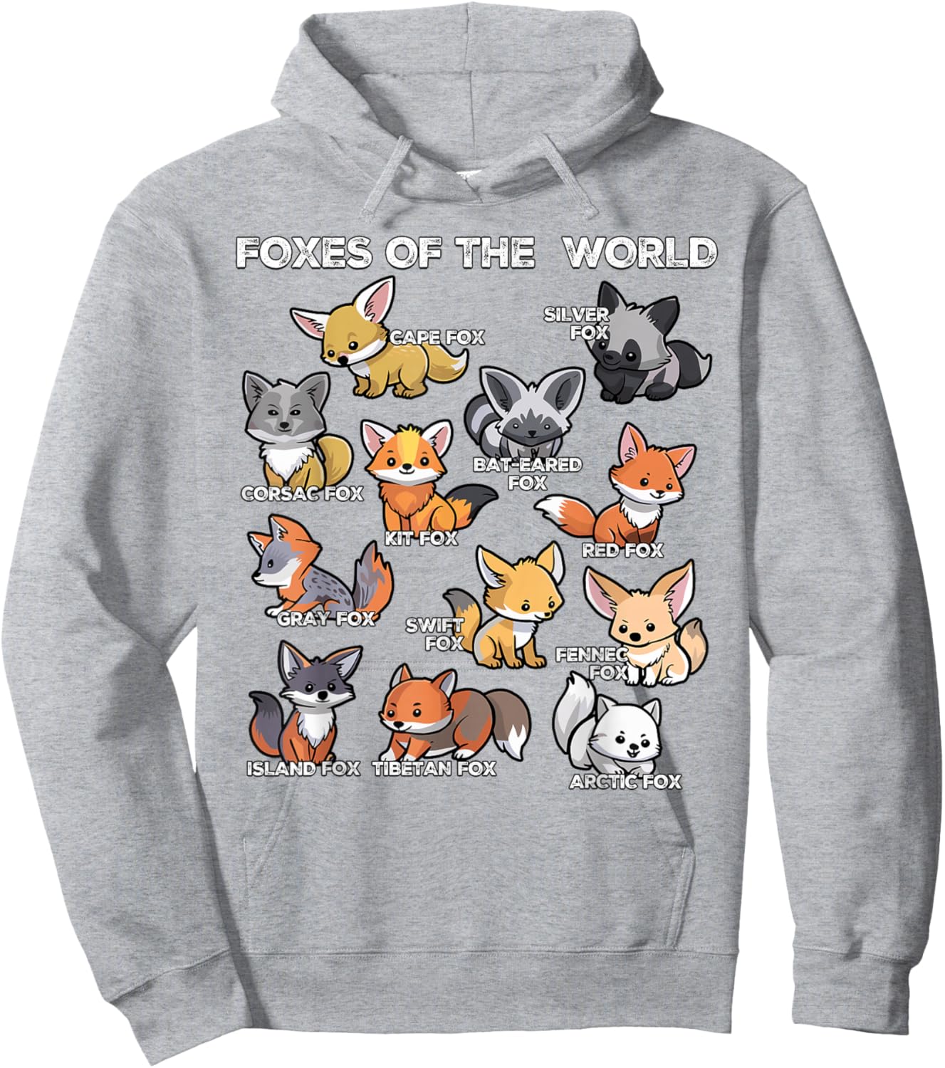 Foxes of the World Educational Animal Fox Lover Kawaii Fox Hoodie - Hoodie | Ash