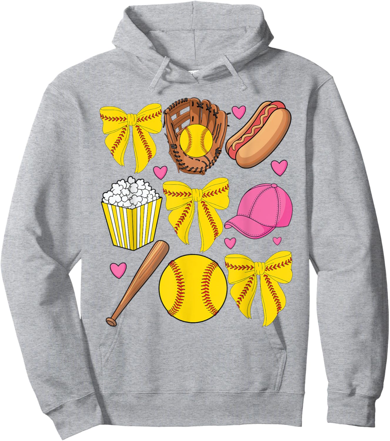 Softball Coquette Bow Softball Mom Mothers Day Women Mama Hoodie - Hoodie | Ash