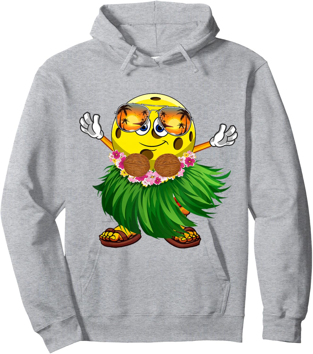 Cute Hawaiian Pickleball Ball Tropical Beach Summer Vacation Hoodie - Hoodie | Ash