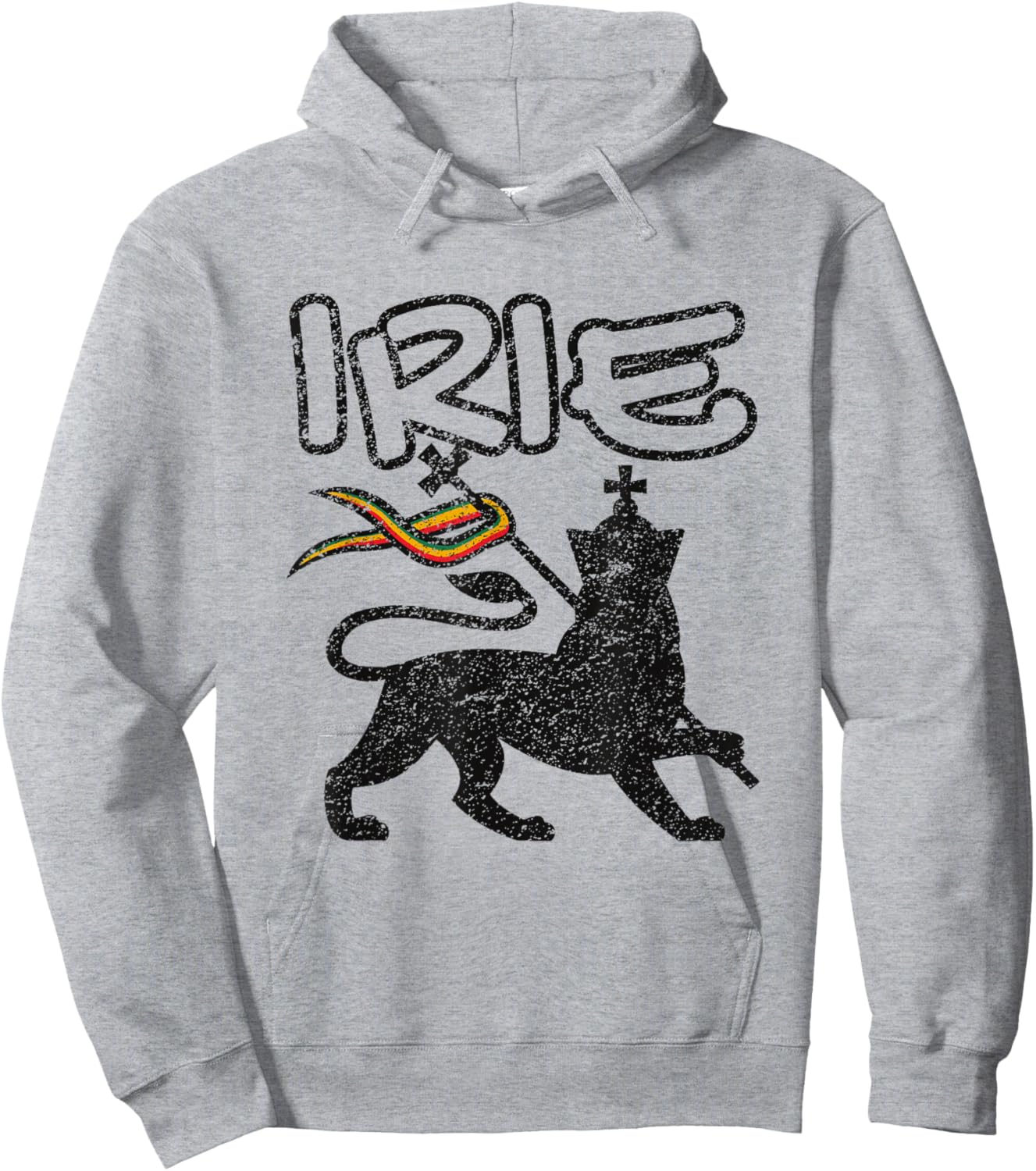 Irie Lion Of Judah Distressed Retro Vintage Reggae Hoodie - Hoodie | Ash