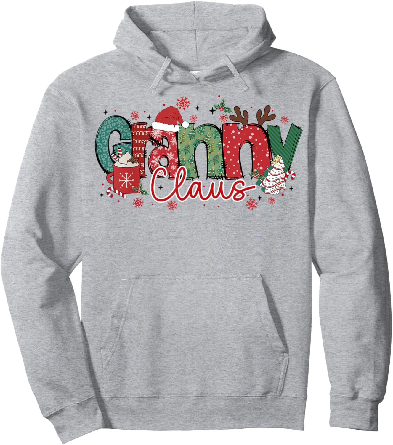 Granny Claus Christmas Pajama Santa Claus Family Matching Hoodie - Hoodie | Ash