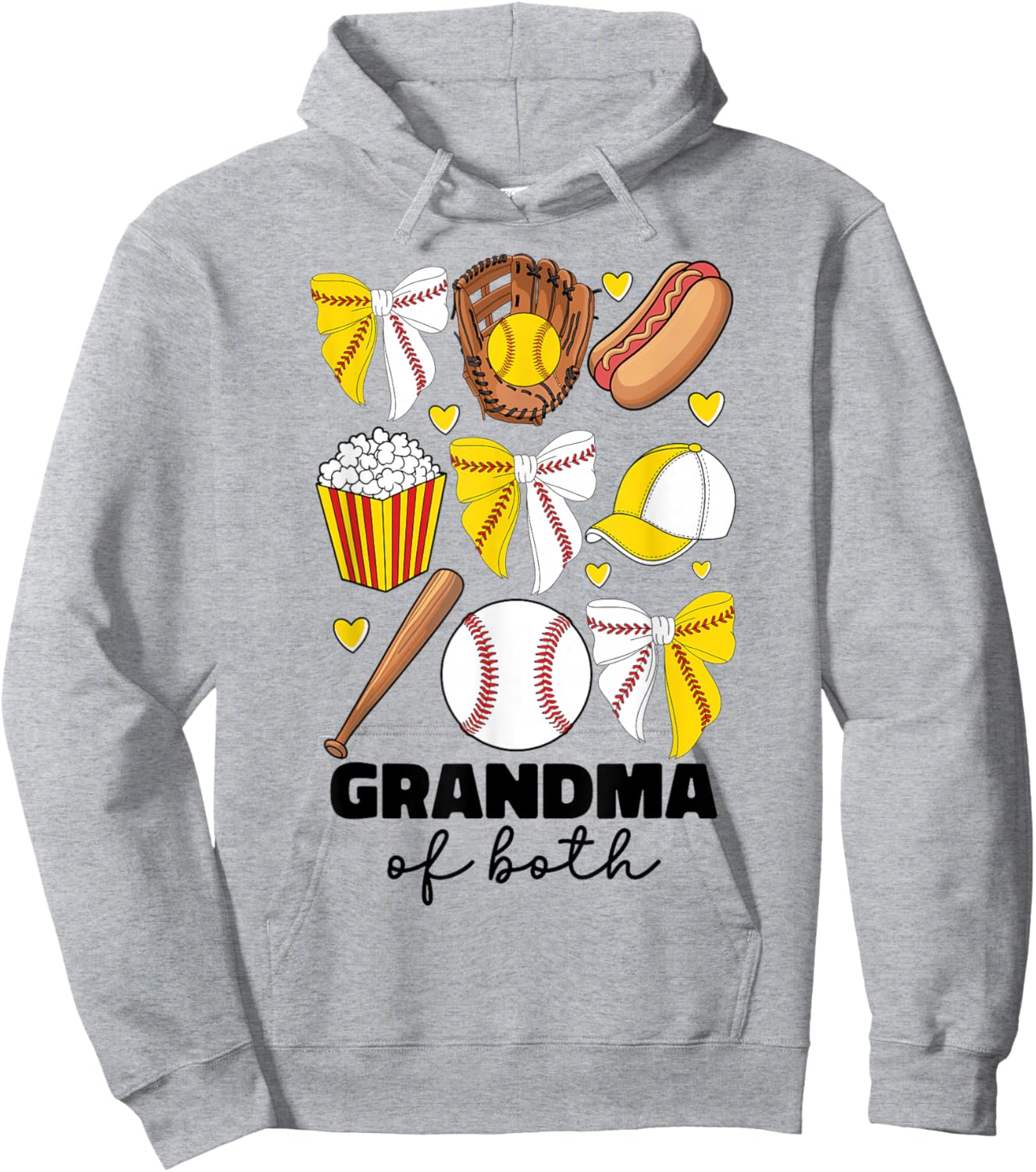 Grandma Of Both Baseball And Softball Grandma Coquette Bow Hoodie - Hoodie | Ash