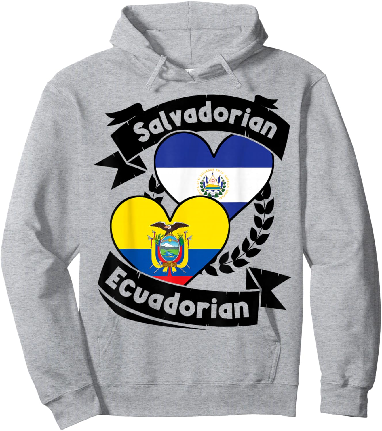 Salvadorian Ecuadorian Heart Flags El Salvador Ecuador Hoodie - Hoodie | Ash