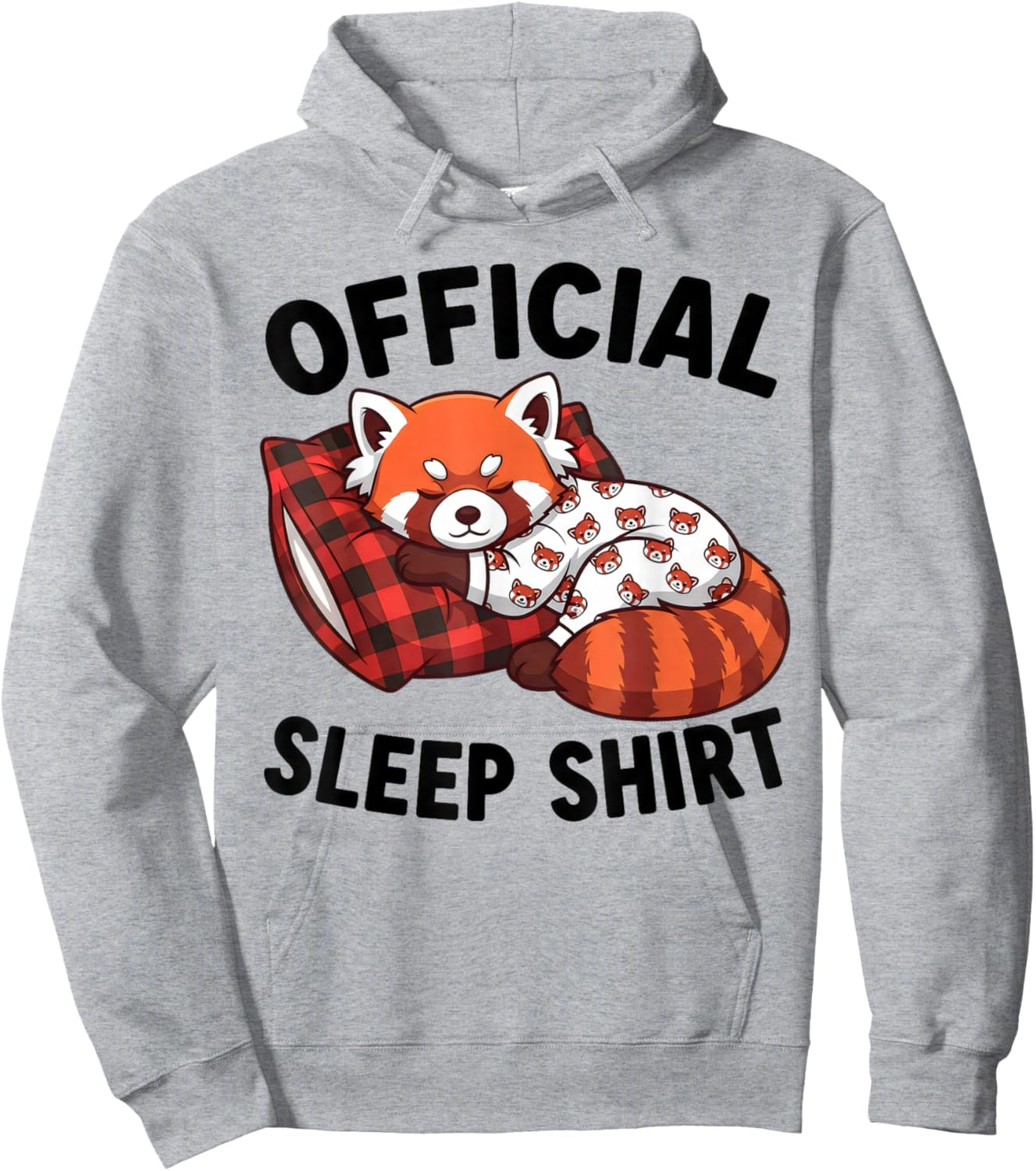 Cute Kawaii Sleeping Red Panda Official Sleepshirt Nightgown Hoodie - Hoodie | Ash