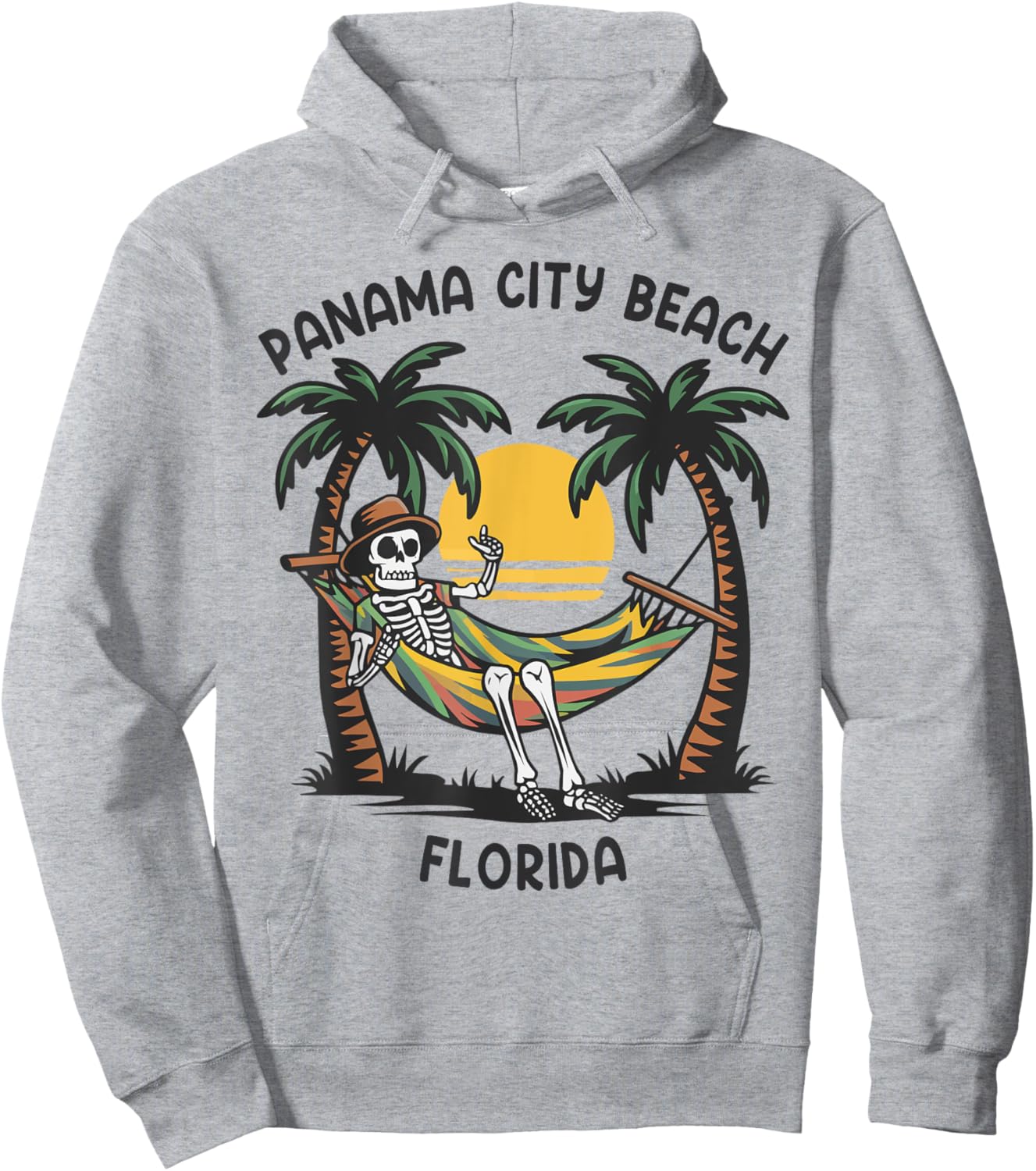 Vintage Panama City Beach Florida Palms FL Sunset Funny Men Women Hoodie - Hoodie | Ash